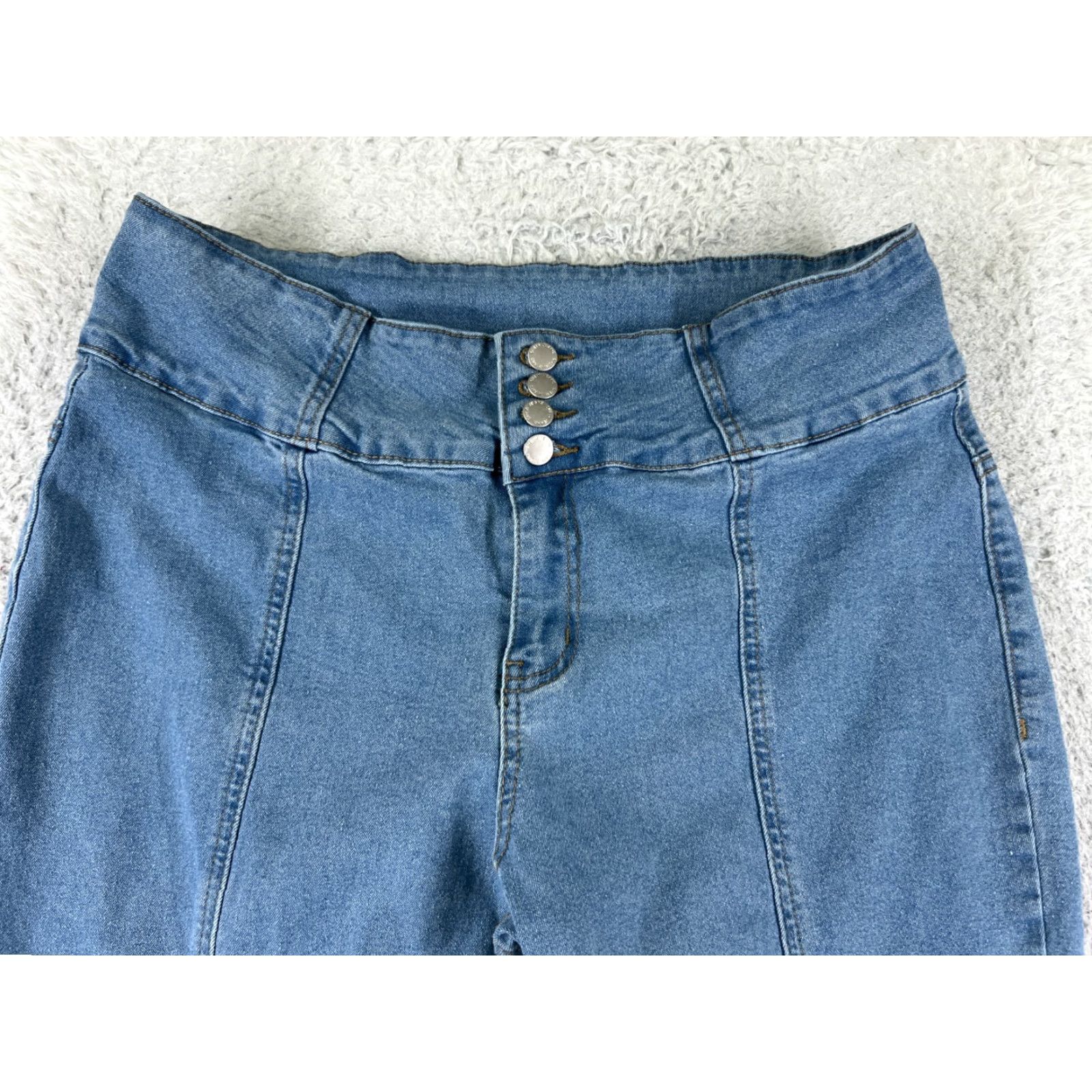Shein Shein Jeans Womens 30 Blue Denim Flare Mid Rise 30x28 Cotton Blend Stretch Size 30" / US 8 / IT 44 - 4 Thumbnail