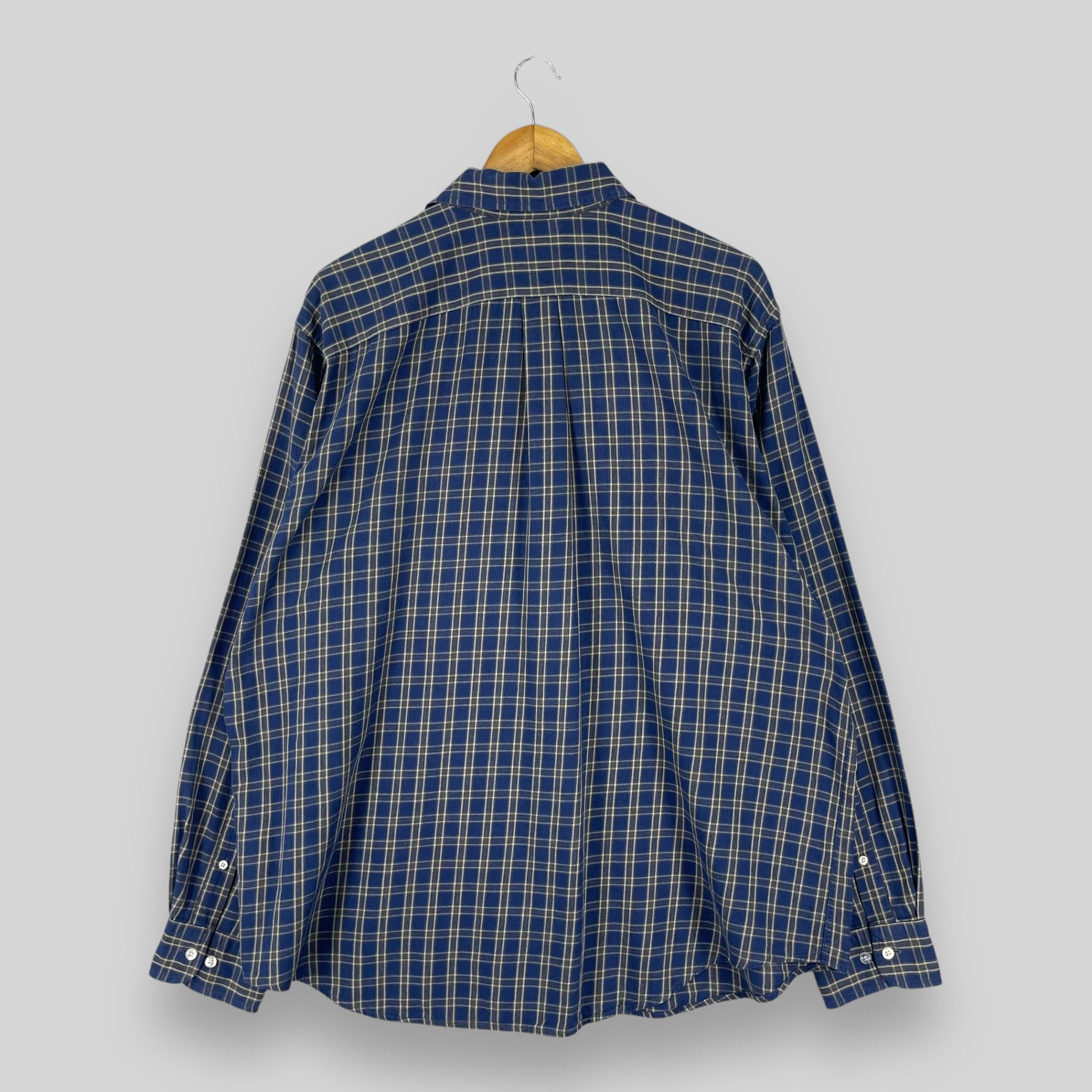 Flannel Vintage LANDS'END Plaid Checkered Blue Flannel Button Up Size US XL / EU 56 / 4 - 8 Thumbnail