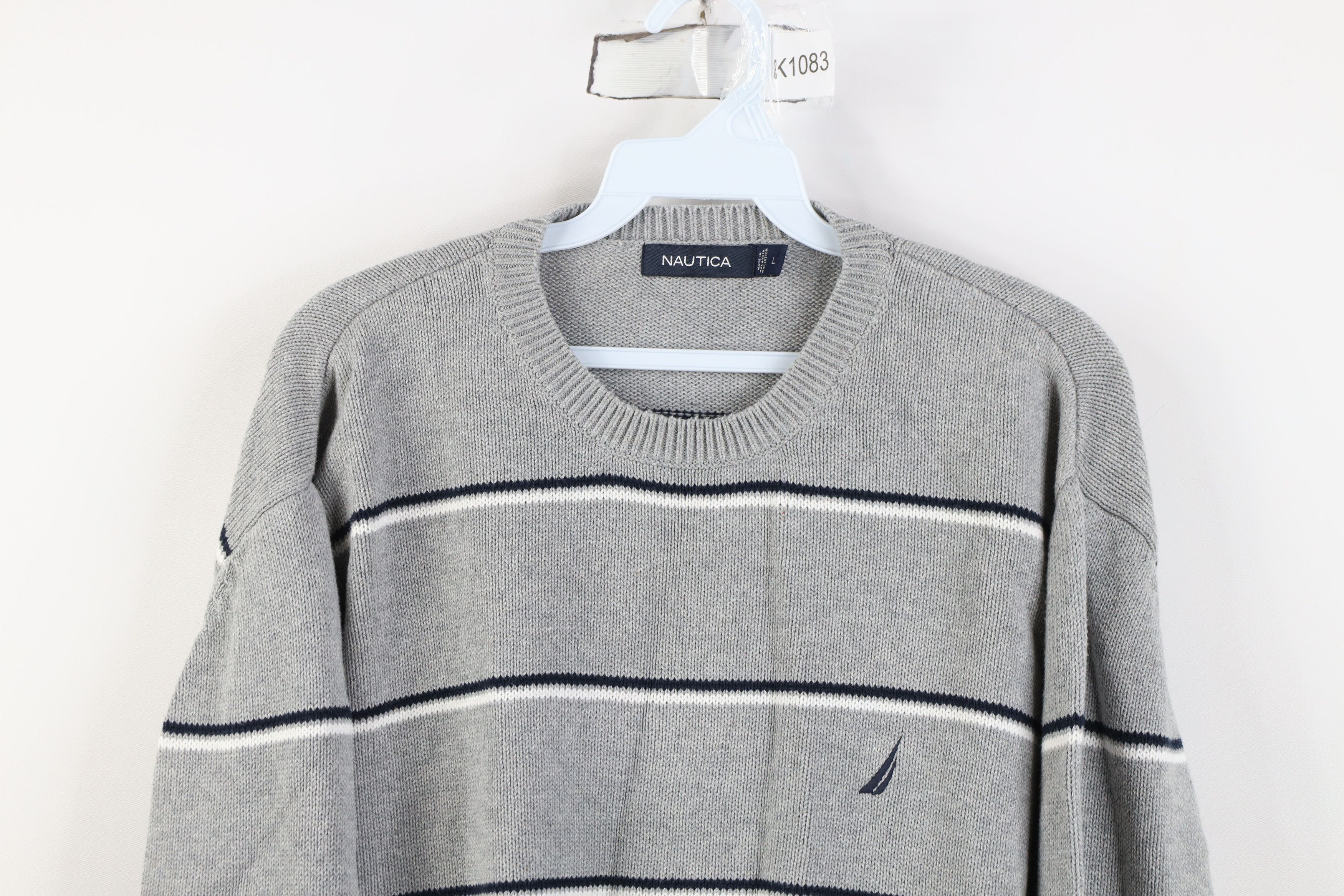 Nautica Vintage Nautica Cotton Ribbed Knit Crewneck Sweater Gray Size US L / EU 52-54 / 3 - 2 Thumbnail