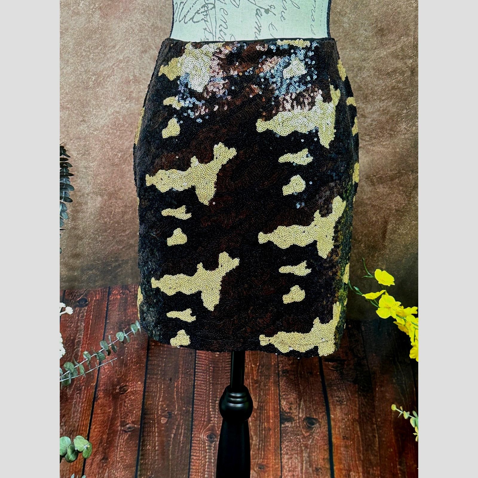 Other 382 Sequined Camouflage Mini Skirt - Brown Multi - size S Size 28" / US 6 / IT 42 - 5 Thumbnail