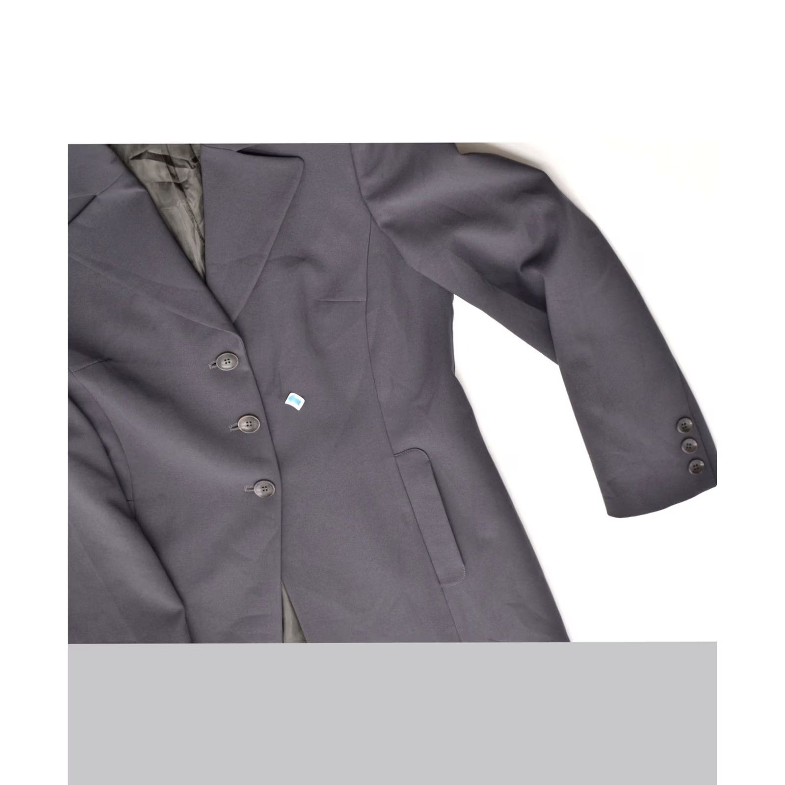 Sisley SISLEY Womens Blazer Jacket IT 42 Medium Grey Polyester Long Line Size M / US 6-8 / IT 42-44 - 3 Thumbnail