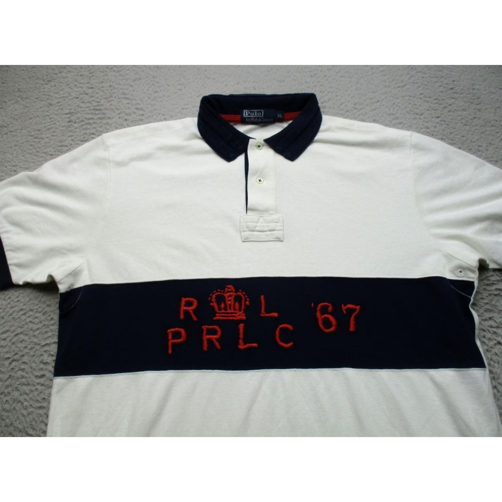 Polo Ralph Lauren Vintage Ralph Lauren Polo Shirt Mens XL White Stripe PRLC 67 Crown Rugby Size US XL / EU 56 / 4 - 2 Thumbnail