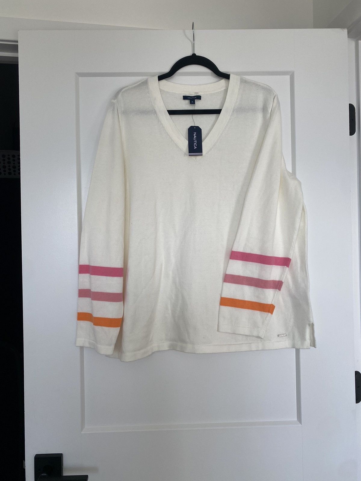 Nautica Nautica Marshmallo Striped Cuff Sweater Women’s XL NWT Size XL / US 12-14 / IT 48-50 - 1 Thumbnail