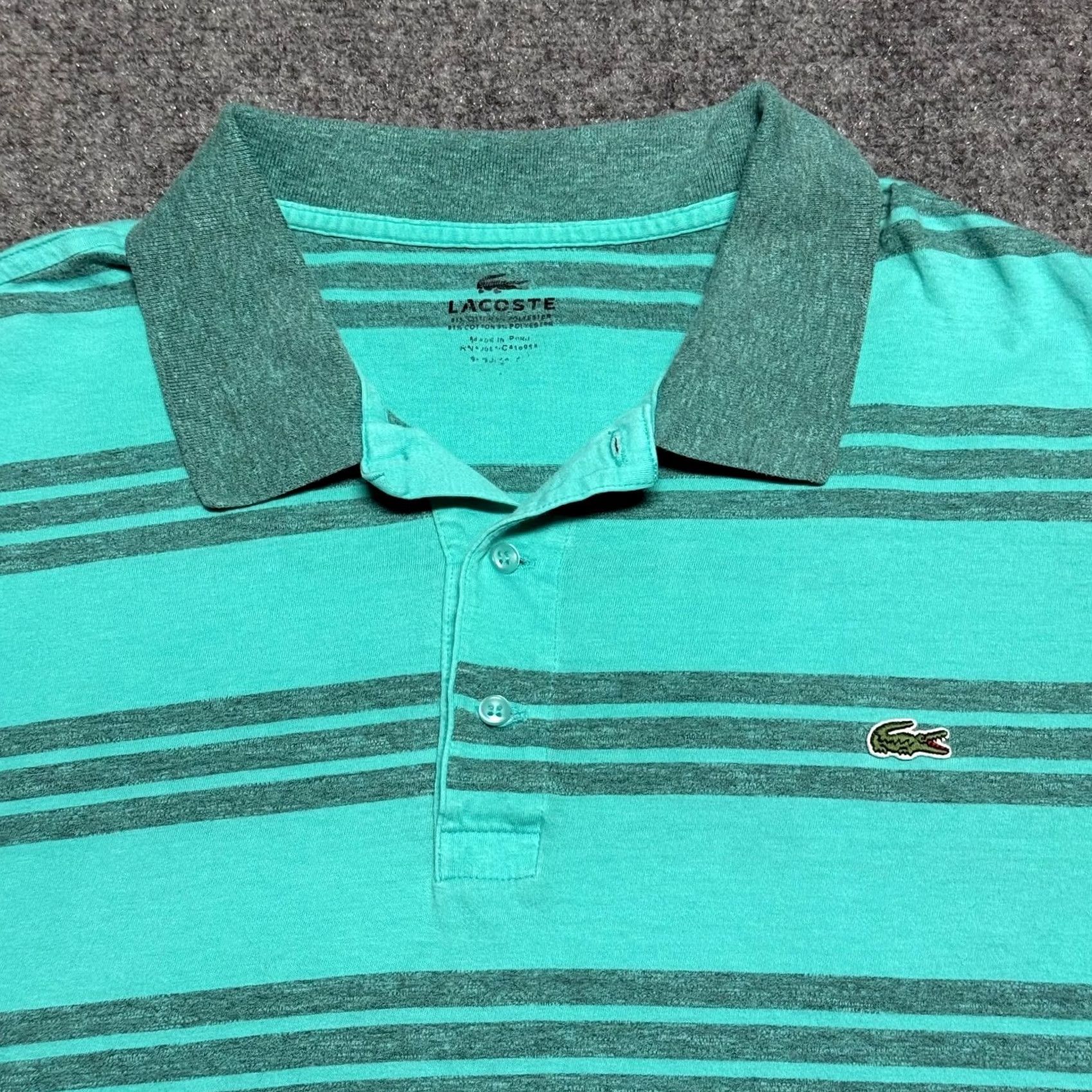 Lacoste Lacoste Polo Shirt Mens 9 Blue Striped Short Sleeve Cotton Blend Shirt Polo Casual Activewear Travel Mens Blue Striped 9 Size US M / EU 48-50 / 2 - 2 Thumbnail
