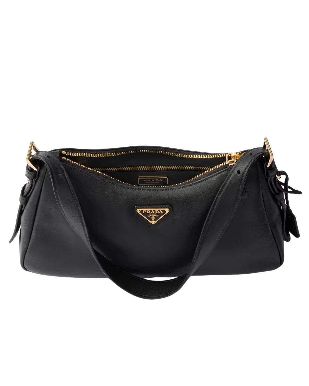 Prada PRADA Aimee Med Black Leather Shoulder Bag New Auth $2950 Size ONE SIZE - 4 Thumbnail