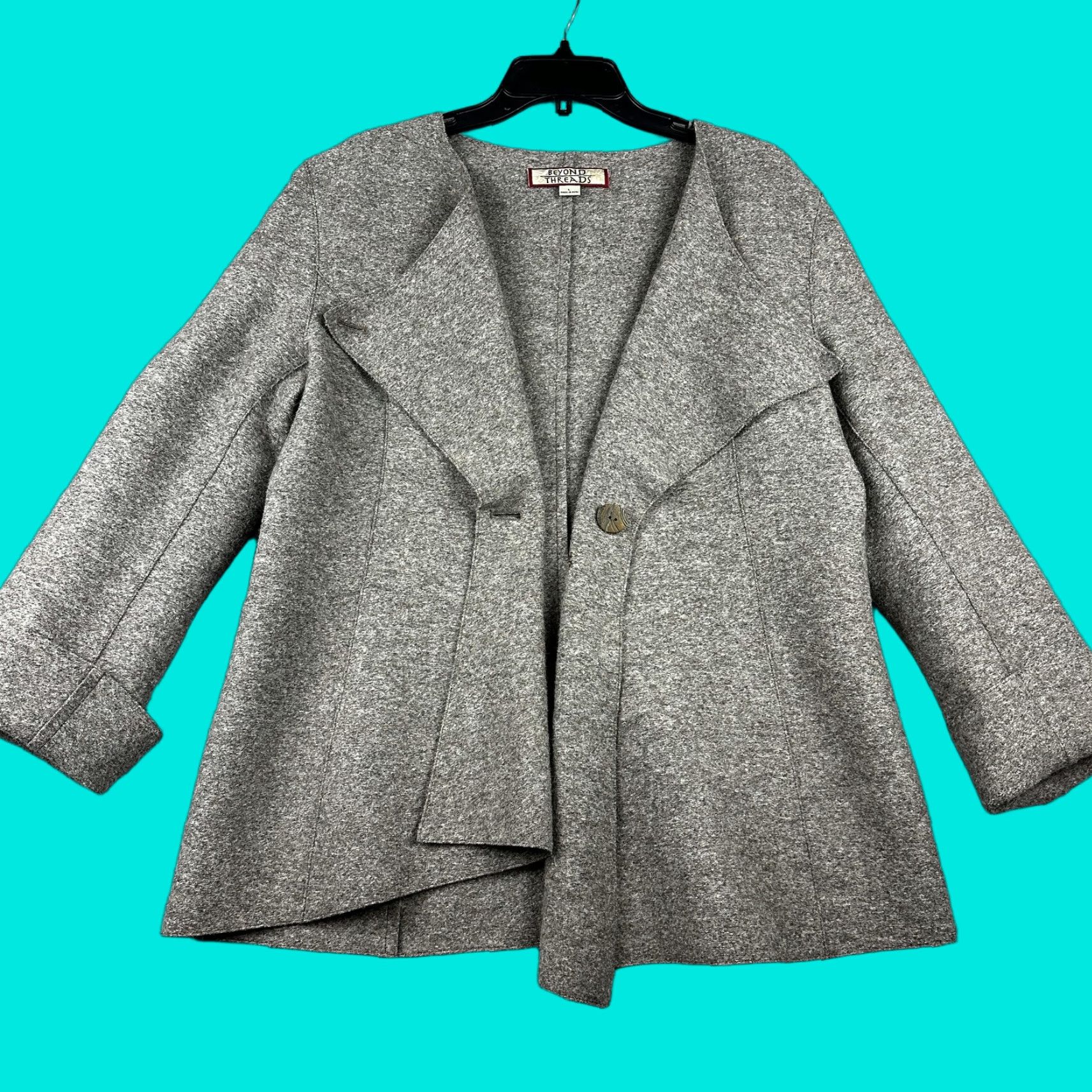 Vintage VINTAGE Beyond Threads Coat Womens L Gray Alpaca Wool Single Button Drape Collar Size L / US 10 / IT 46 - 1 Thumbnail