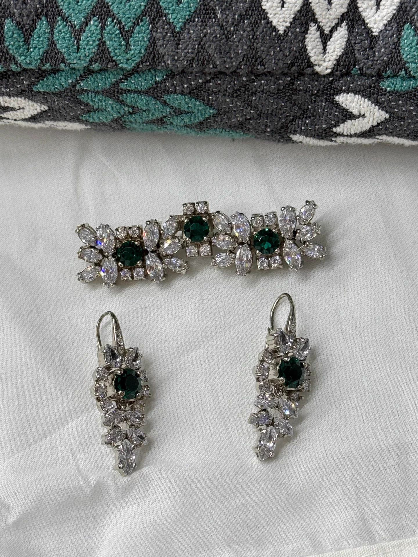 Prada PRADA Emerald Crystal Brooch Earrings New Size ONE SIZE - 1 Thumbnail