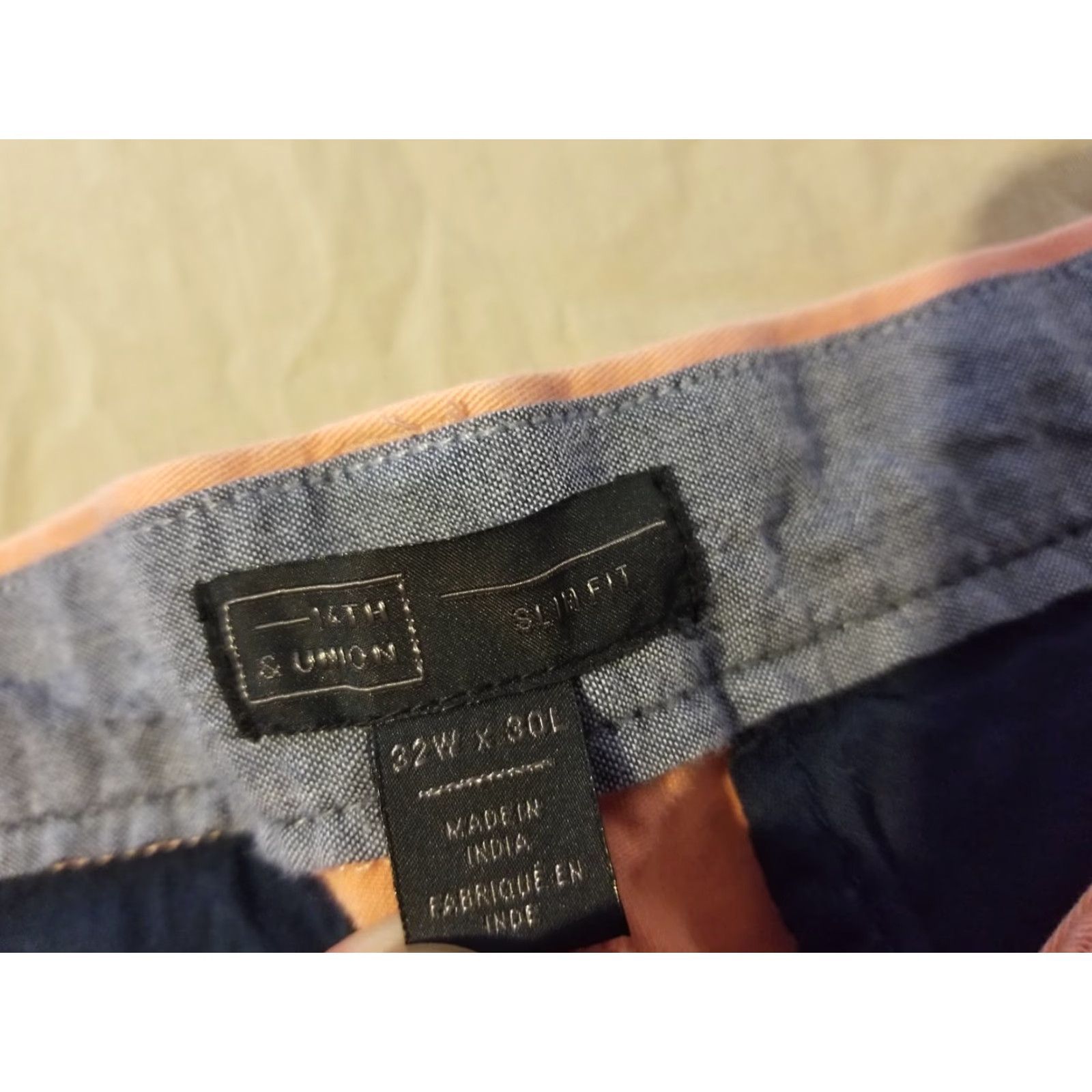 Vintage 14th & Union Pants Mens Chino Flat Front Cotton Pink 32x30 Casual Dress Style Size US 32 / EU 48 - 3 Thumbnail