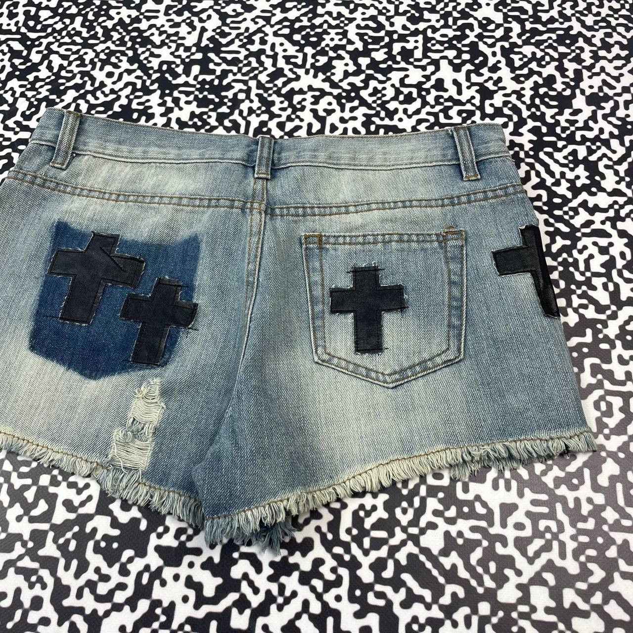 Seditionaries Vintage Y2K Japanese Cross Logo Mini Shorts Sexy Retro Style Size 29" - 12 Thumbnail