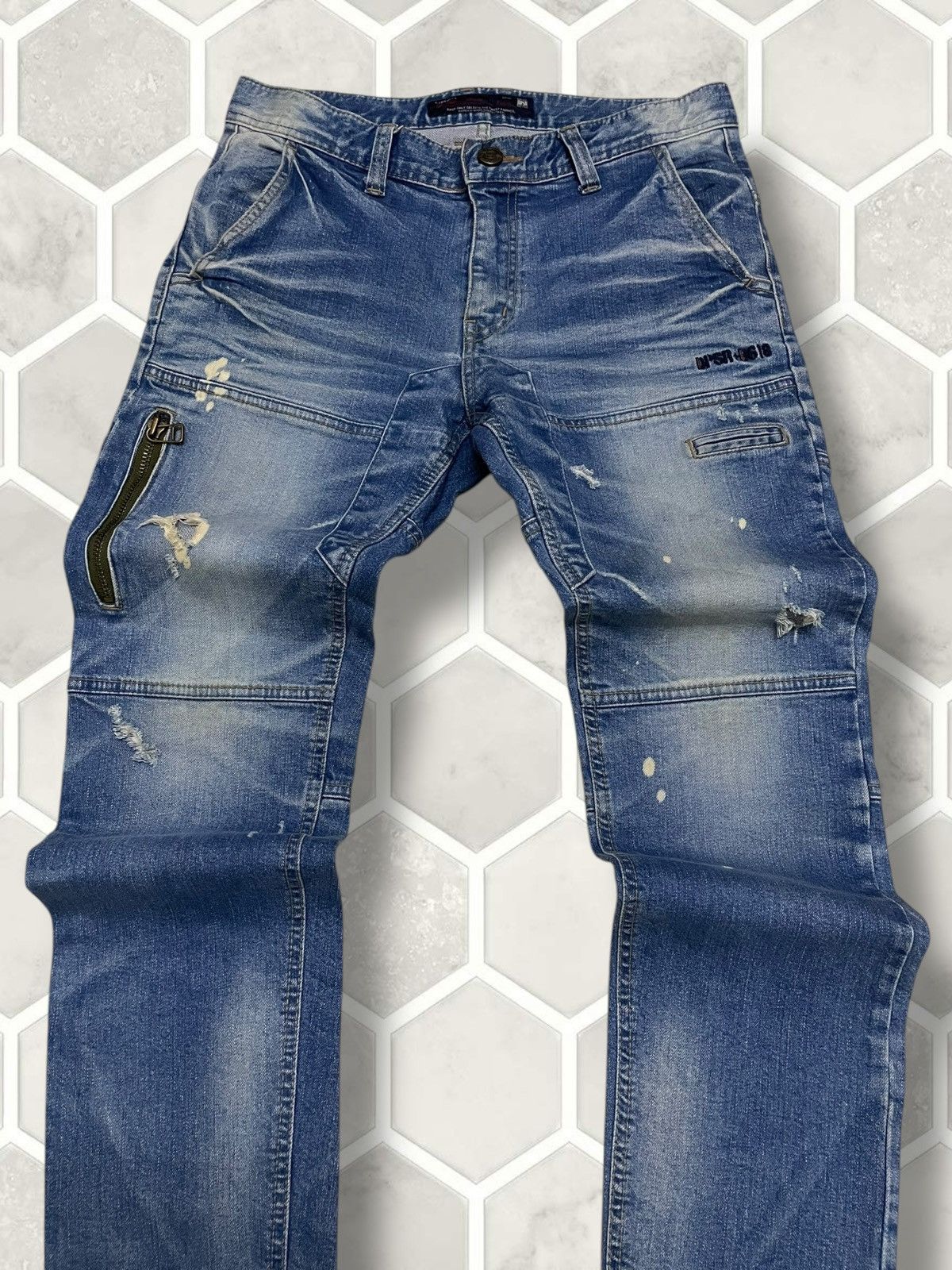 Blue Blue Japan Vintage Japan Designer DPSR Premium Splash Distressed Denim Size US 32 / EU 48 - 4 Thumbnail