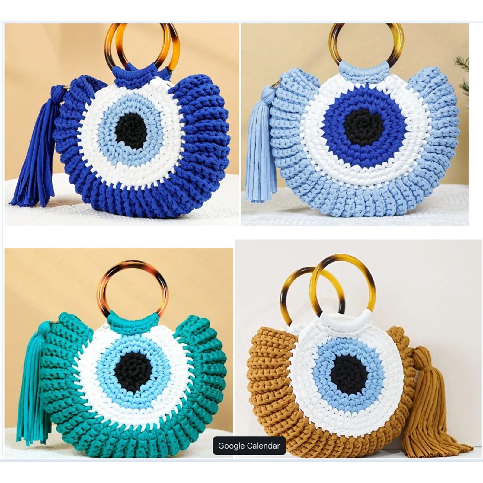 Other COLORFUL CROCHET EVIL EYE KNIT HAND BAGS PURSES TOTES - NEW Size ONE SIZE - 1 Preview