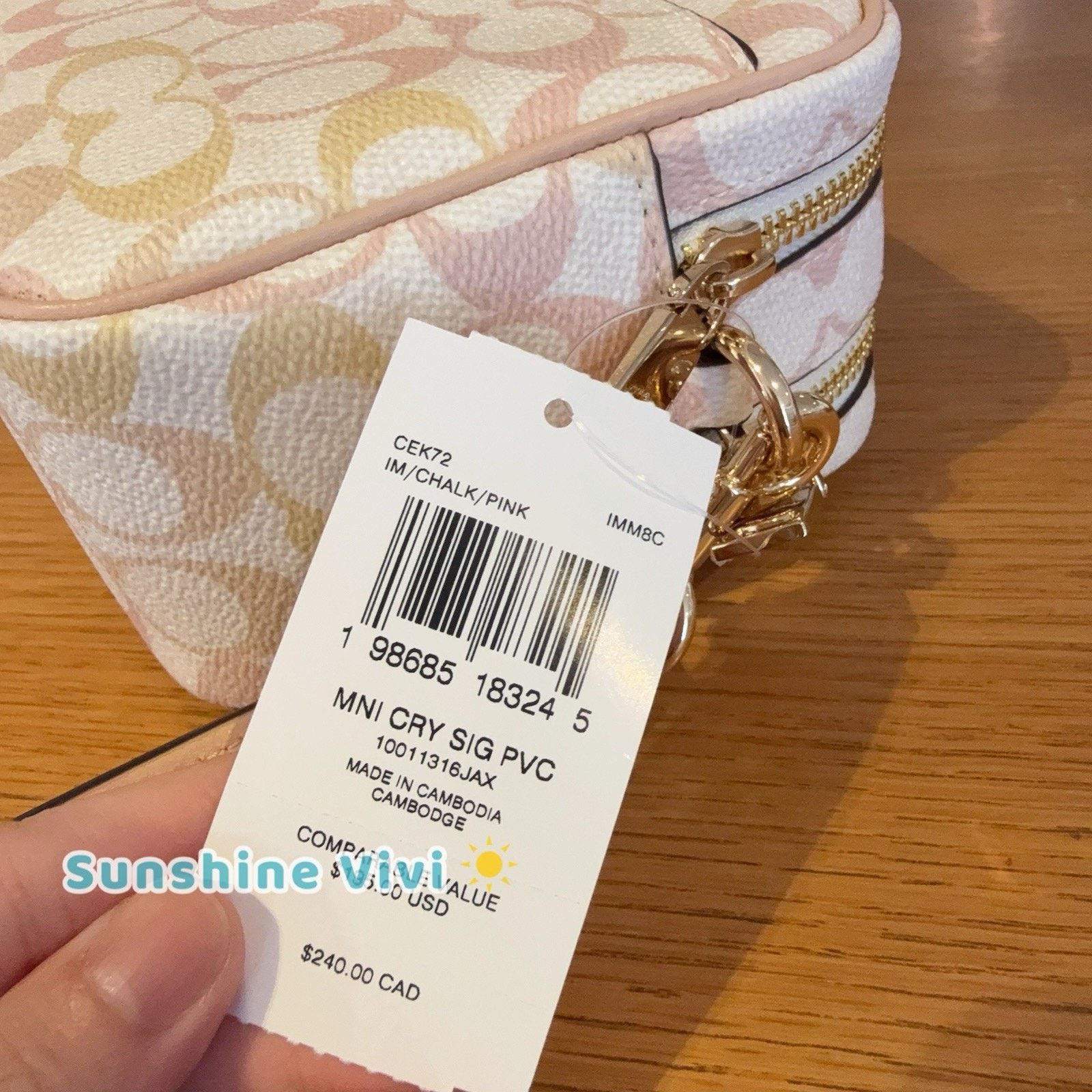Coach NWT Coach Mini Carey Crossbody Bag Canvas CEK72 Chalk/Pink Size ONE SIZE - 7 Thumbnail