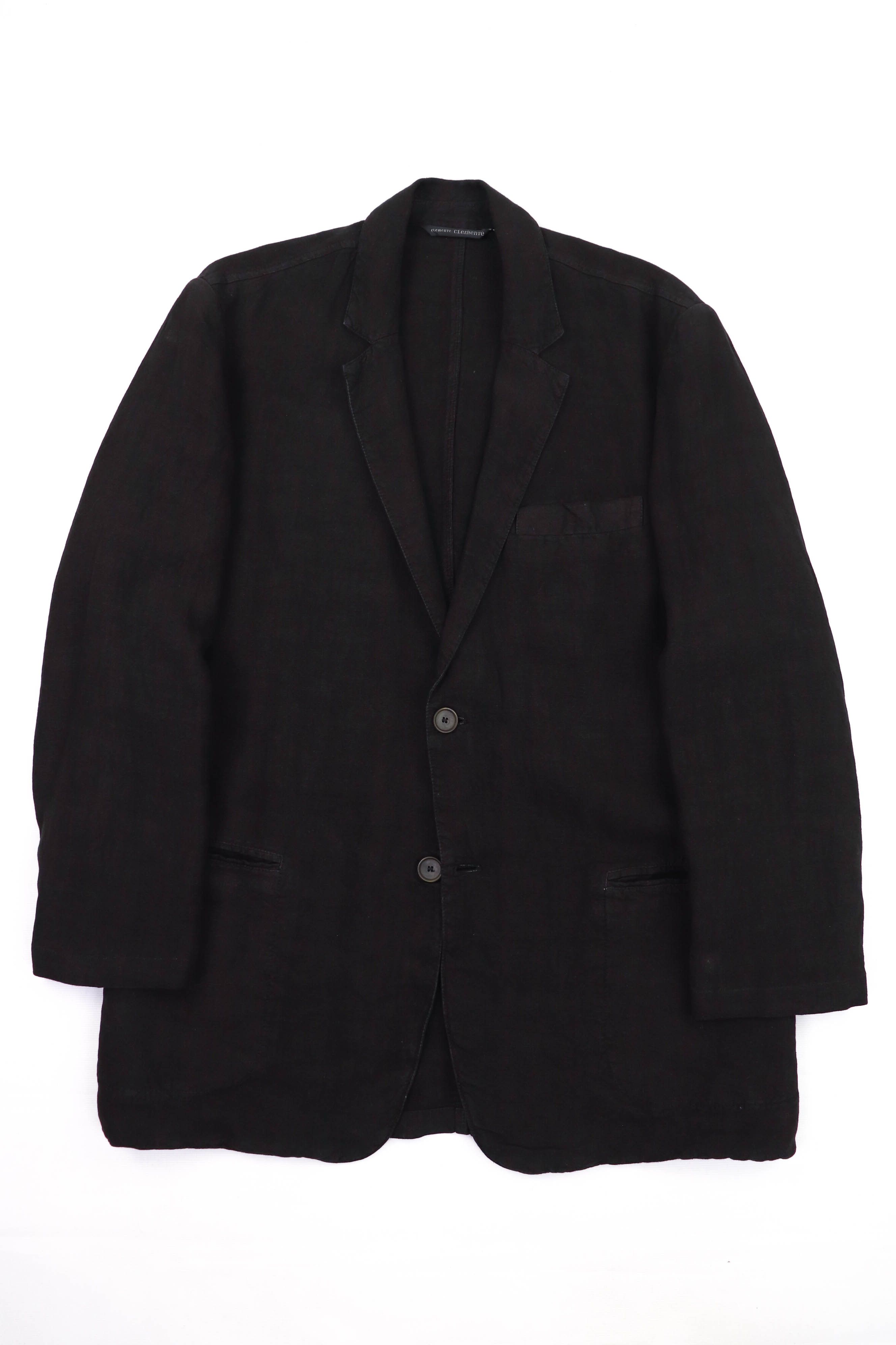image of Italian Designers Elemente Clemente Italy Made Linen Sport Coat Blazer Jacket in Black (Size XL)