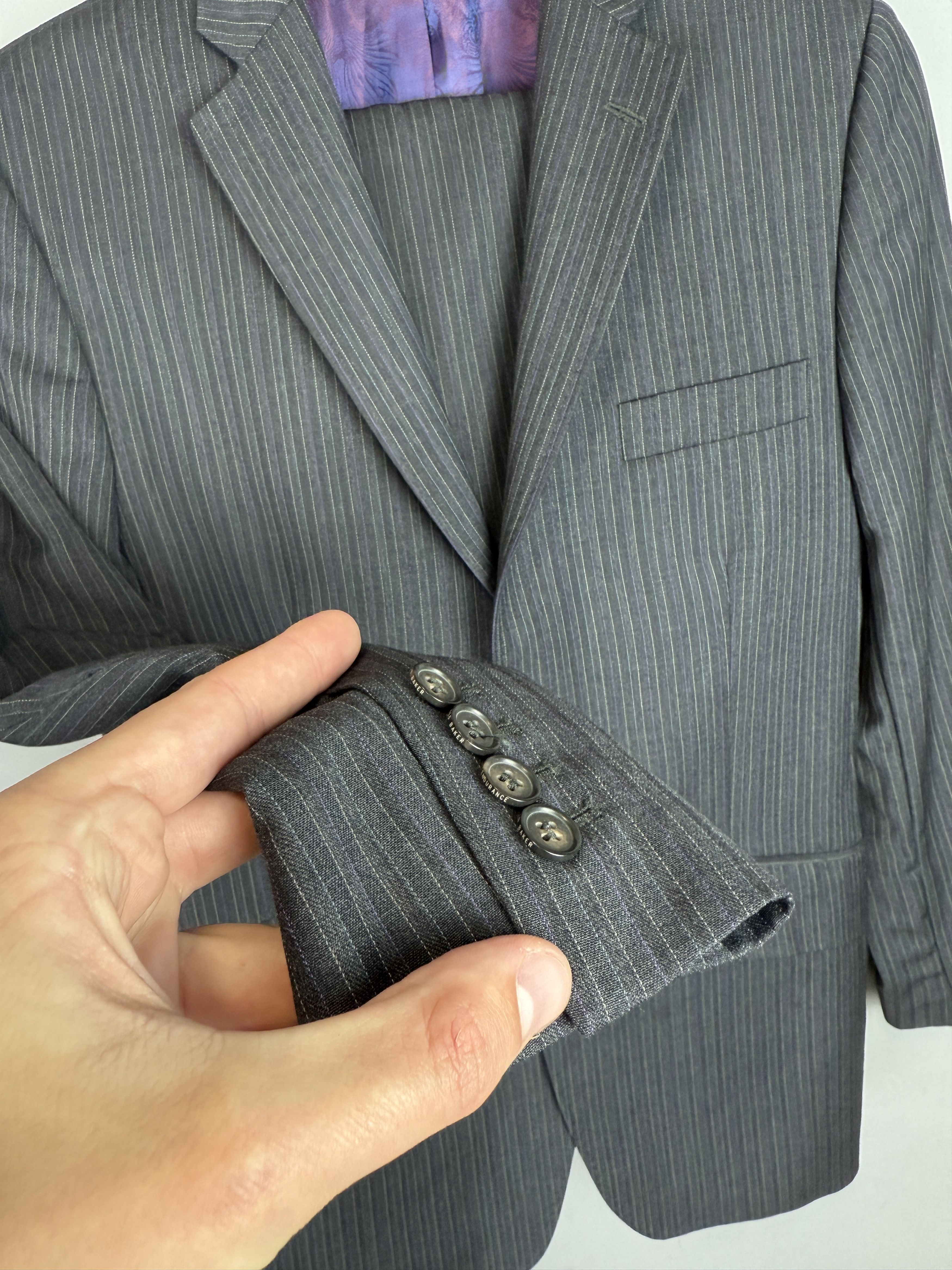 Ted Baker Ted Baker Endurance Wool Suit 2 Piece Grey Striped Size 36S - 5 Thumbnail