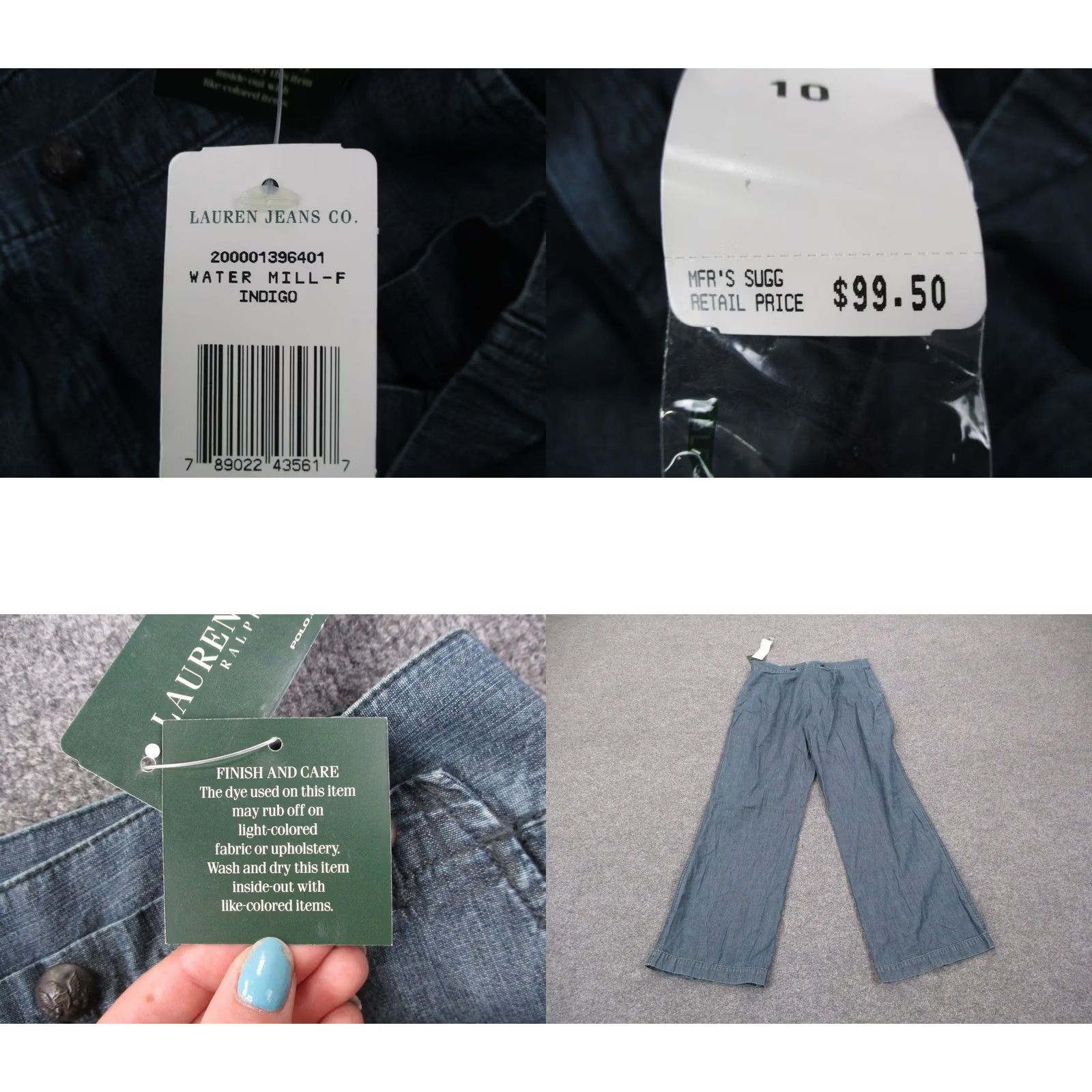 Ralph Lauren Lauren Ralph Lauren Womens Jeans 10 Blue Wide Leg Denim Dress Pants Styles: Business Casual Travel 33in Inseam Womens Mens? (adjust) Size 24" / US 00 / IT 34 - 9 Thumbnail