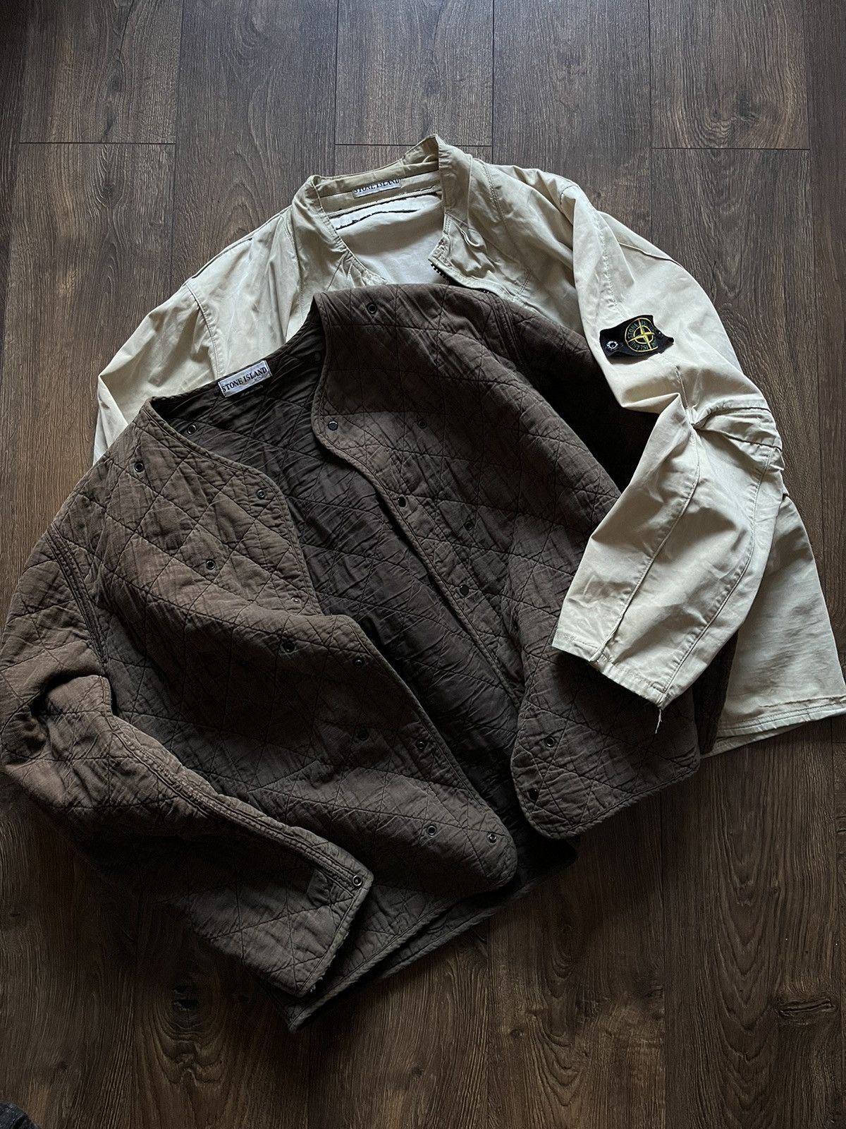 image of Massimo Osti x Stone Island Vintage Stone Island Raso Gommato in Beige, Men's (Size XL)