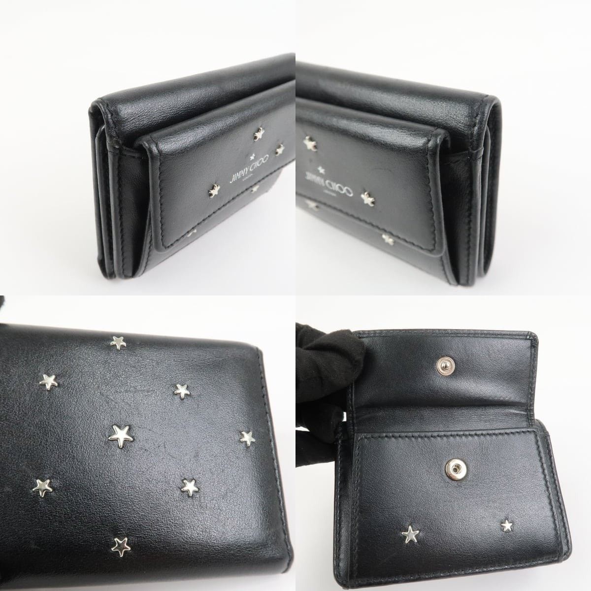 Jimmy Choo Jimmy Choo Studs Leather Tri-Fold Compact Wallet Black Size ONE SIZE - 5 Thumbnail