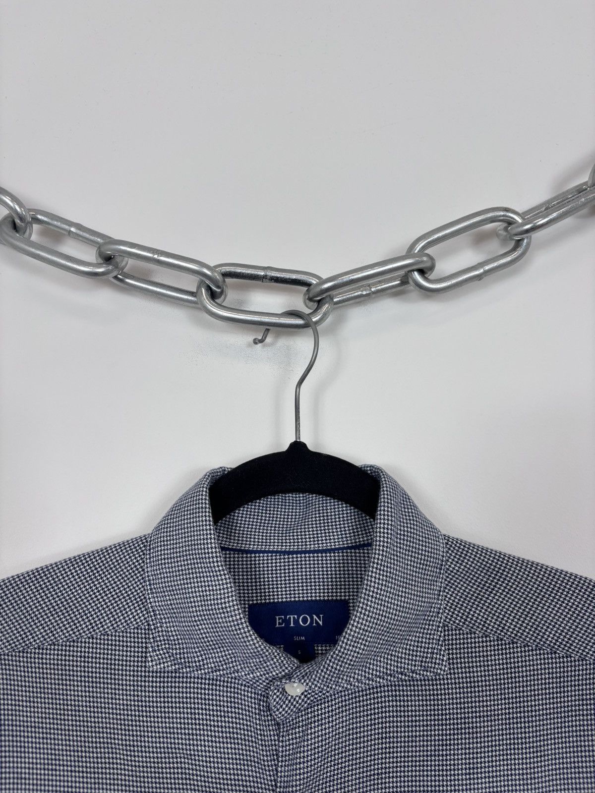 Eton Eton Men’s Navy Blue White Long Sleeve Shirt Houndstooth Size US S / EU 44-46 / 1 - 4 Thumbnail