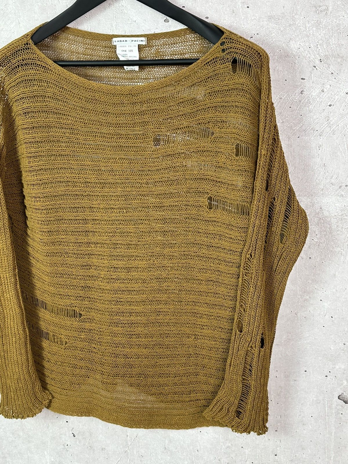 Sarah Pacini Sarah Pacini Made in Italy Distressed Linen Women’s Sweater Size ONE SIZE - 3 Thumbnail