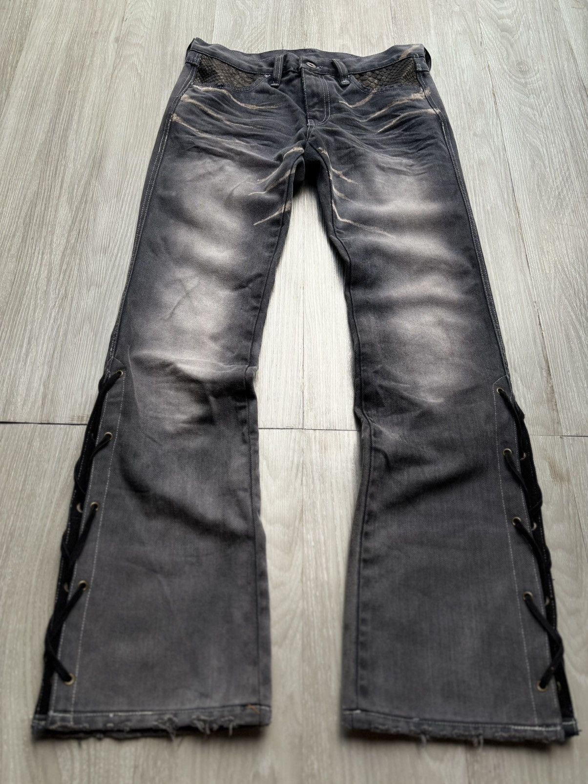 Japanese Brand lace up flare jeans Size US 28 / EU 44 - 1 Thumbnail