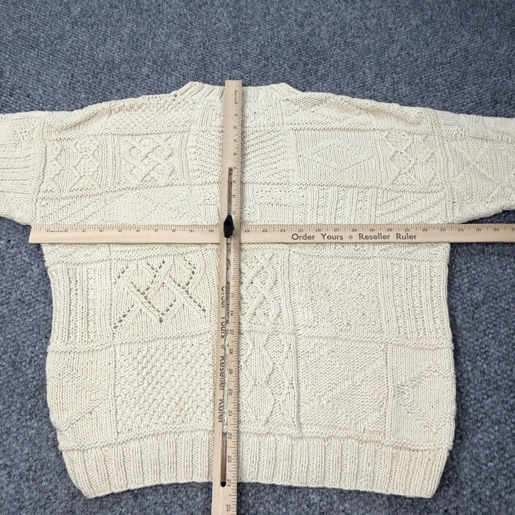 Express VINTAGE Express Sweater Women Medium White Cable Knit Chunky Pullover Crew Neck 80s 90s Womens Size M / US 6-8 / IT 42-44 - 5 Thumbnail