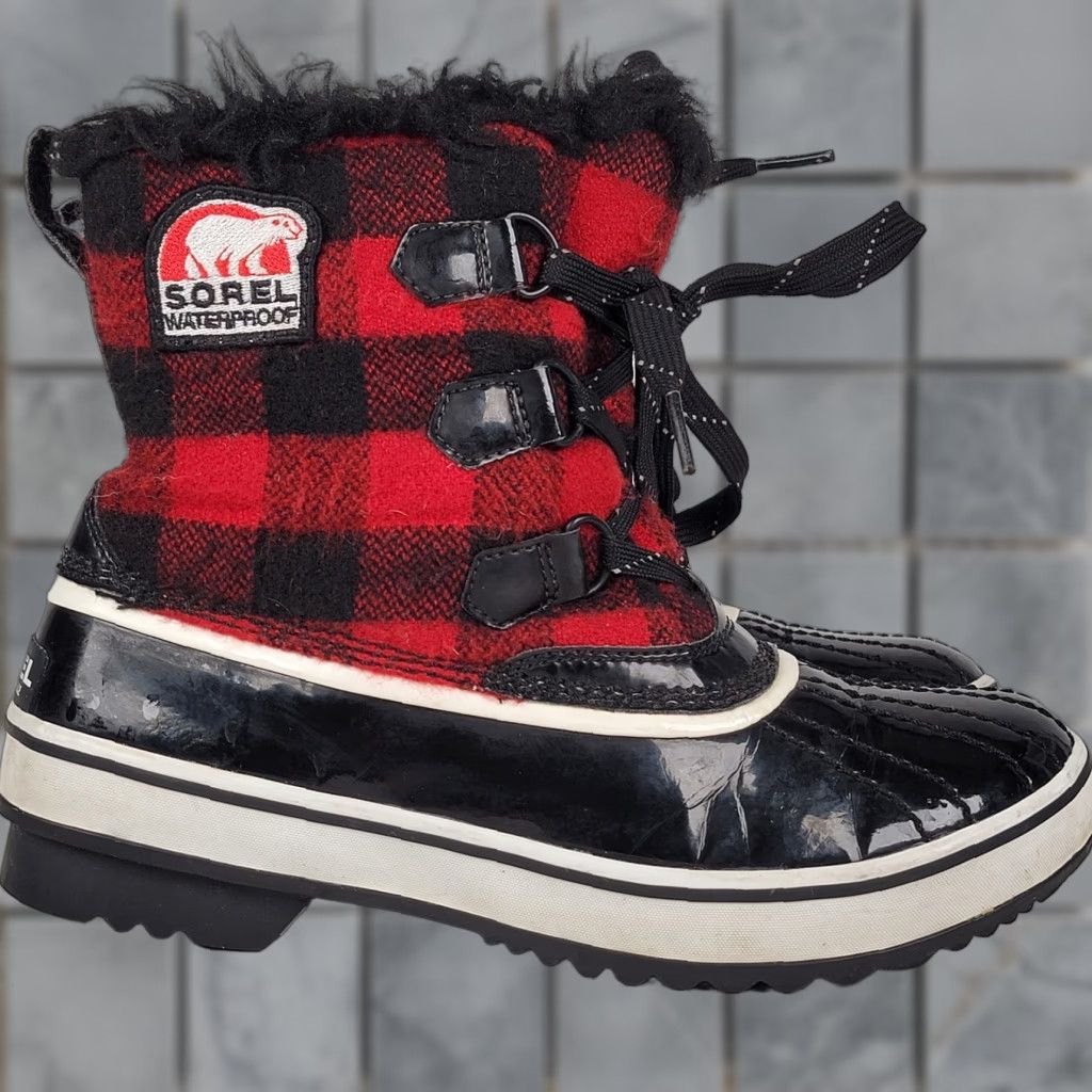 SOREL Sorel Torino Black Red Buffalo Plaid Winter Boots Womens Size 7 Waterproof Snow Boot Fur Trim Faux Fur Lining Ankle Boots Size US 5 / IT 35 - 1 Thumbnail