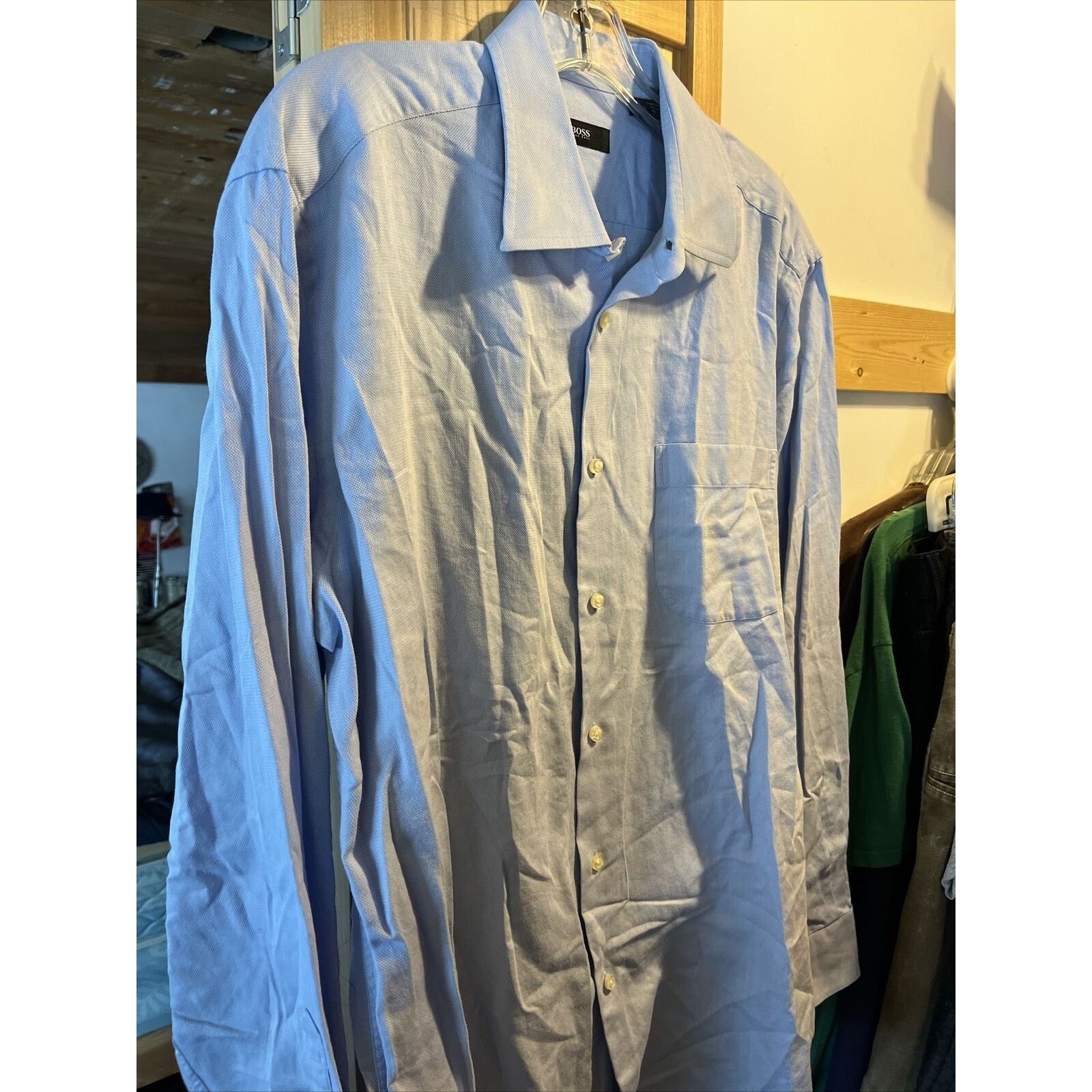 Hugo Boss Hugo Boss Men’s 16.5 34/35 Light Blue Button LS Cotton Shirt Size US XL / EU 56 / 4 - 5 Thumbnail