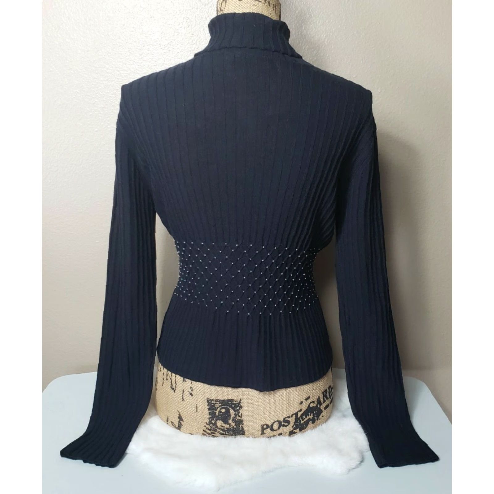 Vintage VINTAGE A.S.A.P Wool Beaded Ribbed Turtleneck Sweater-Size L Shirt Adult Large Black Beaded Ribbed Turtleneck Sweater 90s Mens Size L / US 10 / IT 46 - 3 Thumbnail