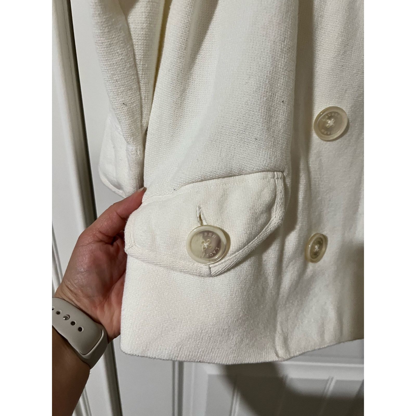 Ralph Lauren Women's Ivory White Linen Blend Peacoat 3/4 Sleeves Jacket M Size M / US 6-8 / IT 42-44 - 4 Thumbnail