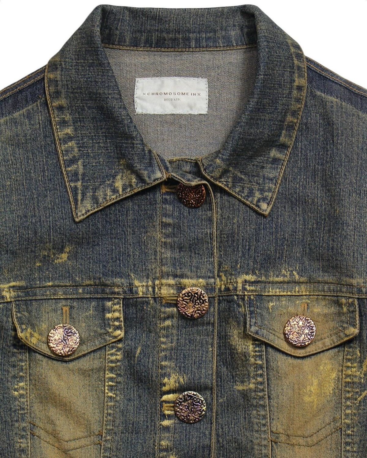 If Six Was Nine 2000S XCHROMOSOME INX MUD WASH DENIM JACKET Size M / US 6-8 / IT 42-44 - 3 Thumbnail