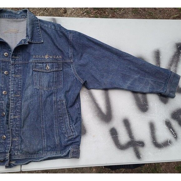 Rocawear Vintage Rocawear Denim Trucker Jacket 90s Leather Patch Size US XXL / EU 58 / 5 - 3 Thumbnail