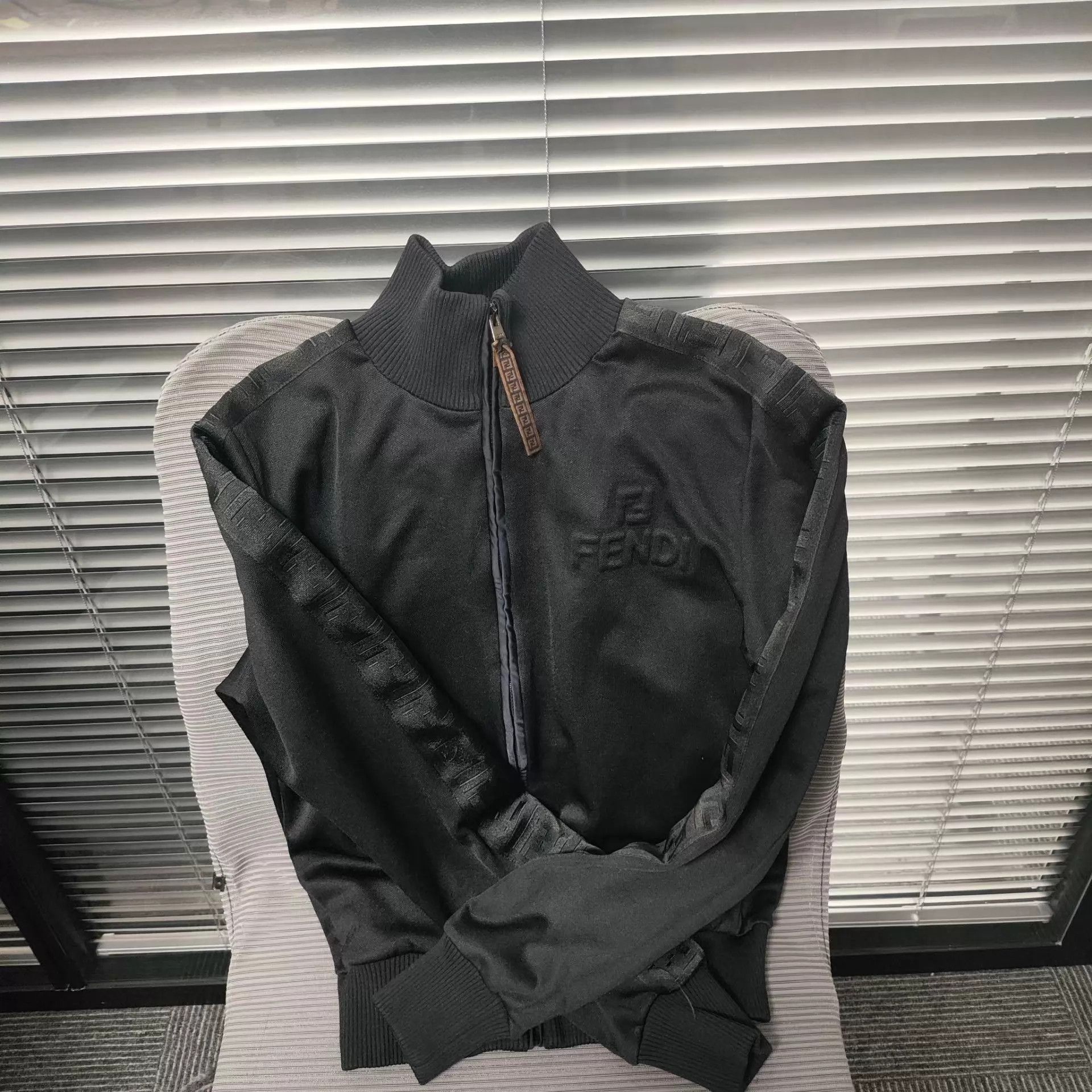 Fendi Fendi Black FF Monogram Embroidered Short Zip Jacket Size XS / US 0-2 / IT 36-38 - 1 Thumbnail