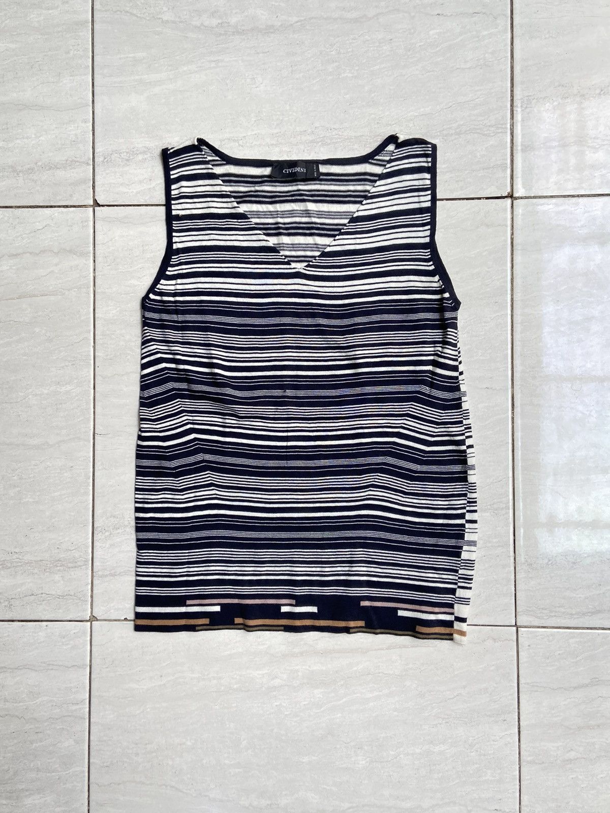 Designer CIVIDINI Striped Sleeveless T-shirt Size US XS / EU 42 / 0 - 1 Thumbnail
