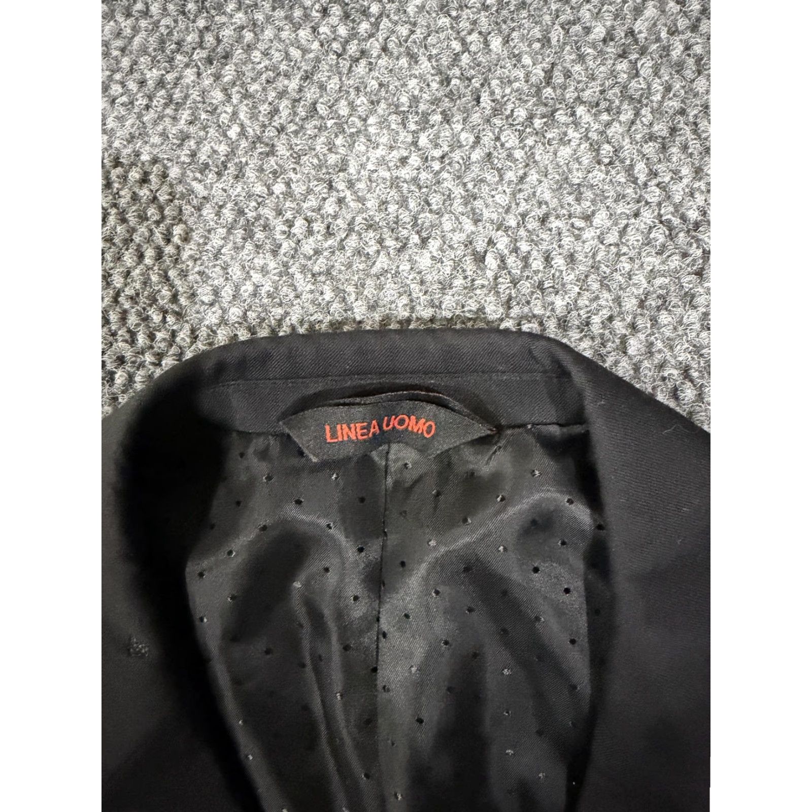 Vintage Linea Uomo Blazer Mens 44R Black 100% Wool Classic Fit Two-Button Notch Lapel Suit Jacket Size 44R - 7 Thumbnail
