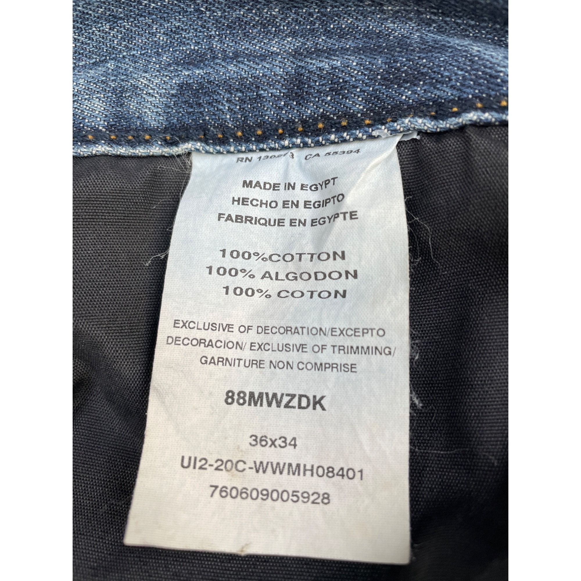 Wrangler Wrangler Men's Blue Jeans Slim Straight 36 x 34 SKU 4575 Size US 36 / EU 52 - 4 Thumbnail
