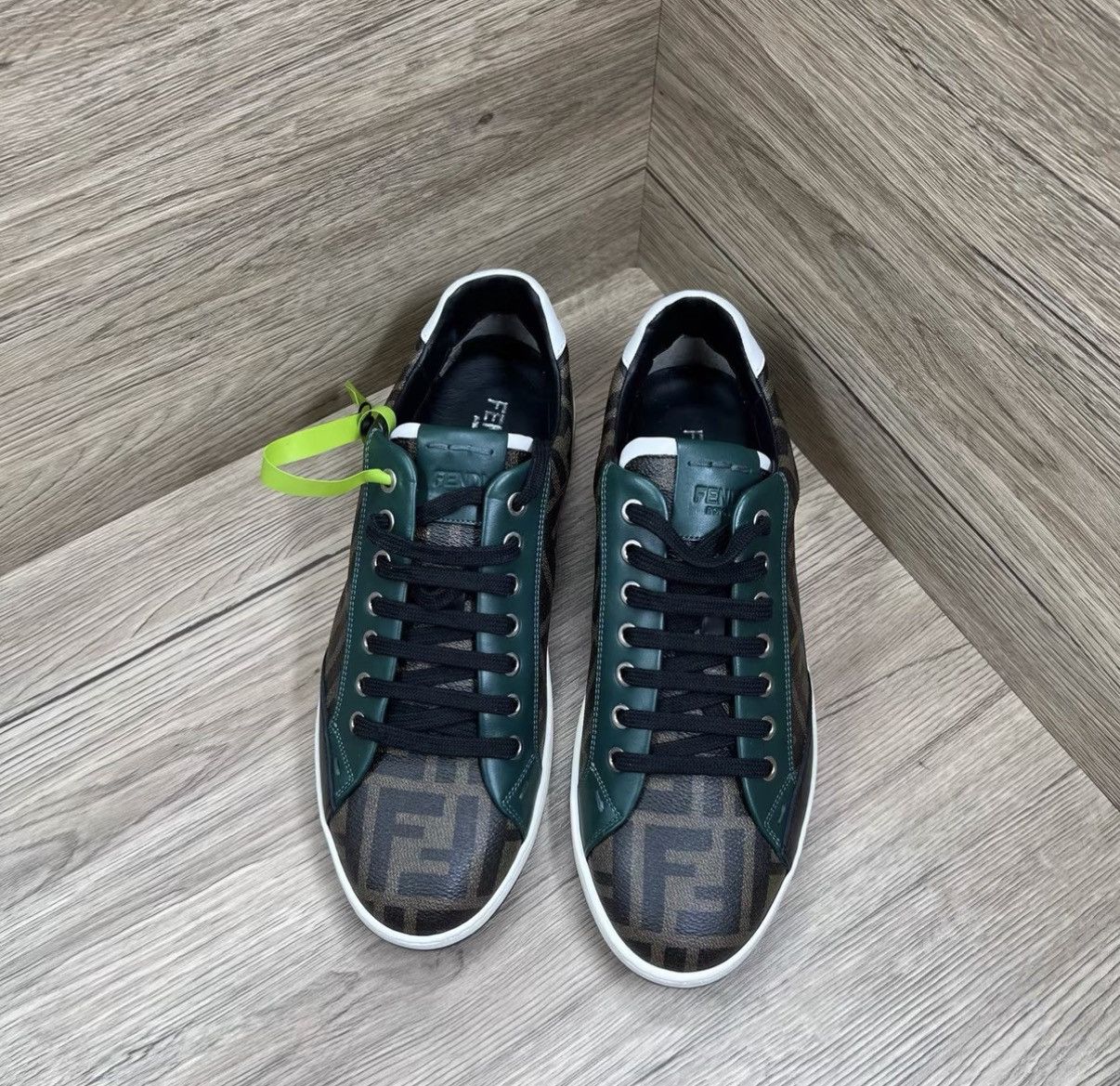 Fendi Fendi Brown & Green FF All-over Print Sneakers J41 Size US 7 / EU 40 - 3 Thumbnail