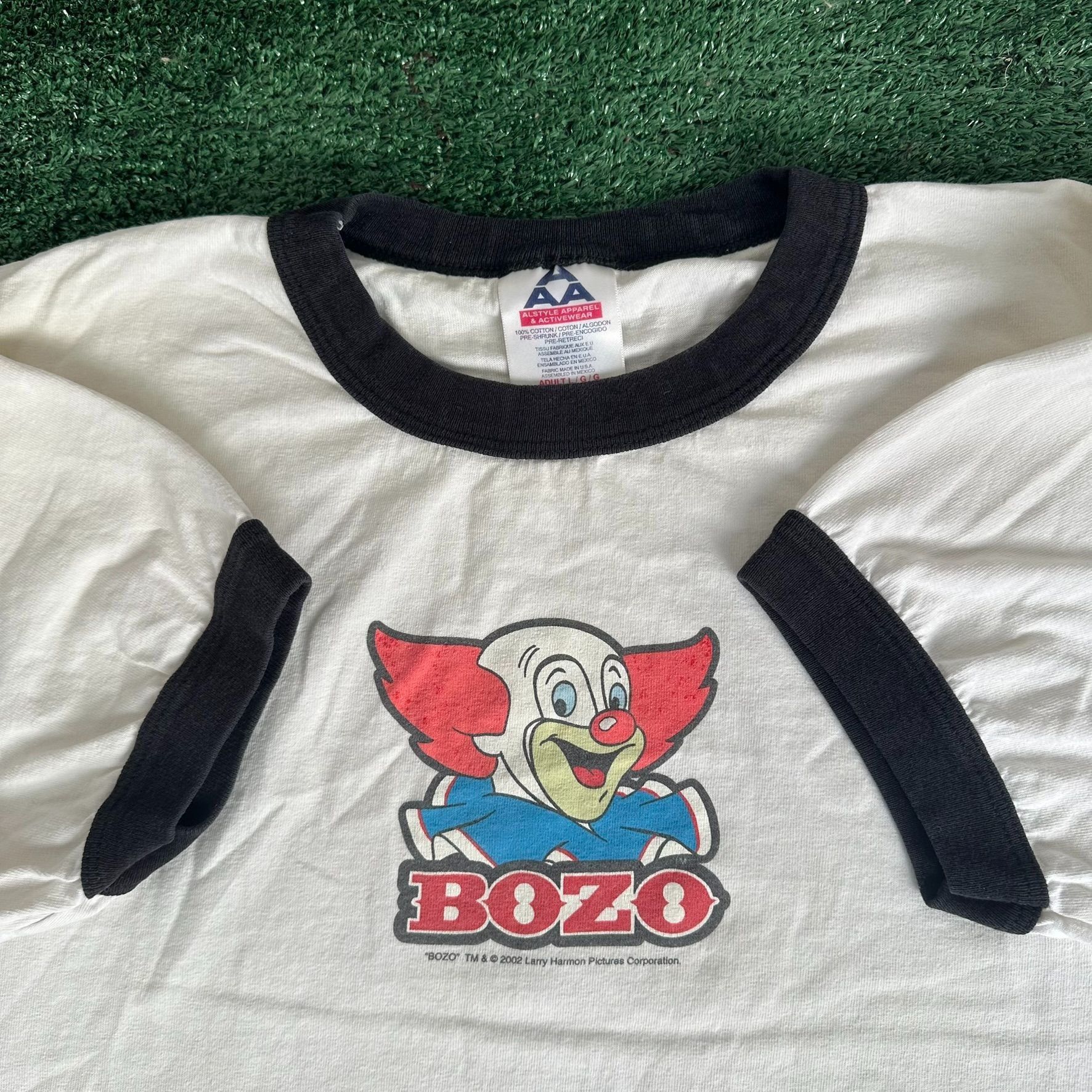 Alstyle Vintage Y2K Bozo the Clown Ringer T-Shirt White Boxy 2002 La Size US L / EU 52-54 / 3 - 2 Thumbnail