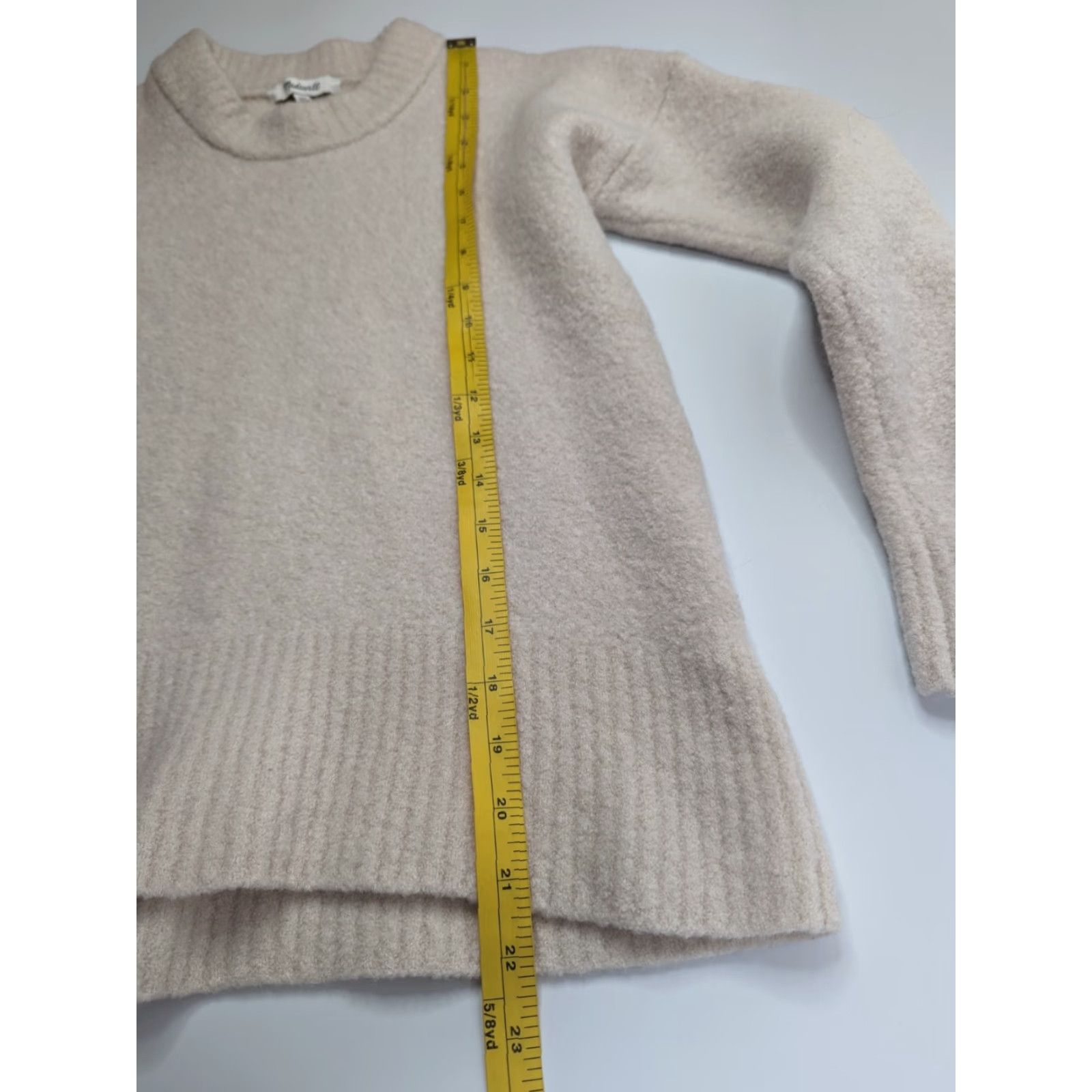 Madewell Madewell Sweater Womens XS Beige Crew Neck Long Sleeve Bouclé Beachdell Pullover Merino Wool ND023 16.5in Size XS / US 0-2 / IT 36-38 - 4 Thumbnail