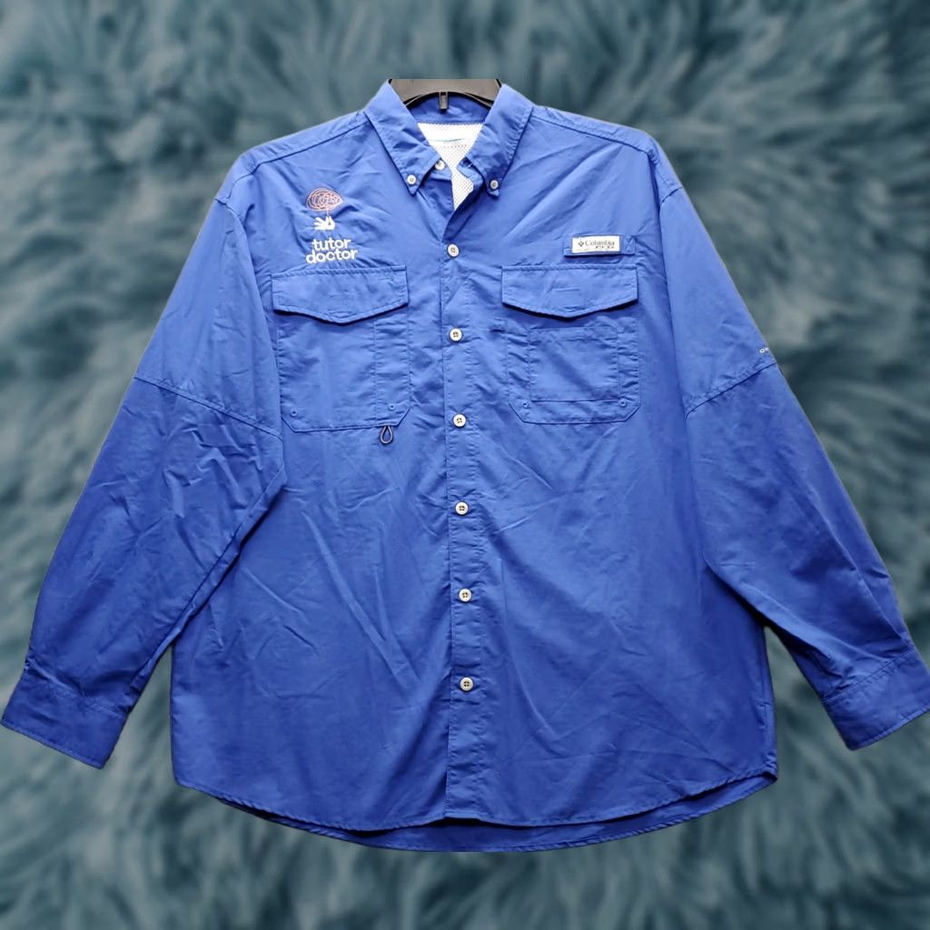 Vintage Columbia PFG Fishing Shirt Mens Medium Blue Nylon Embroidered Vented Button Down Shirt Size US M / EU 48-50 / 2 - 1 Thumbnail