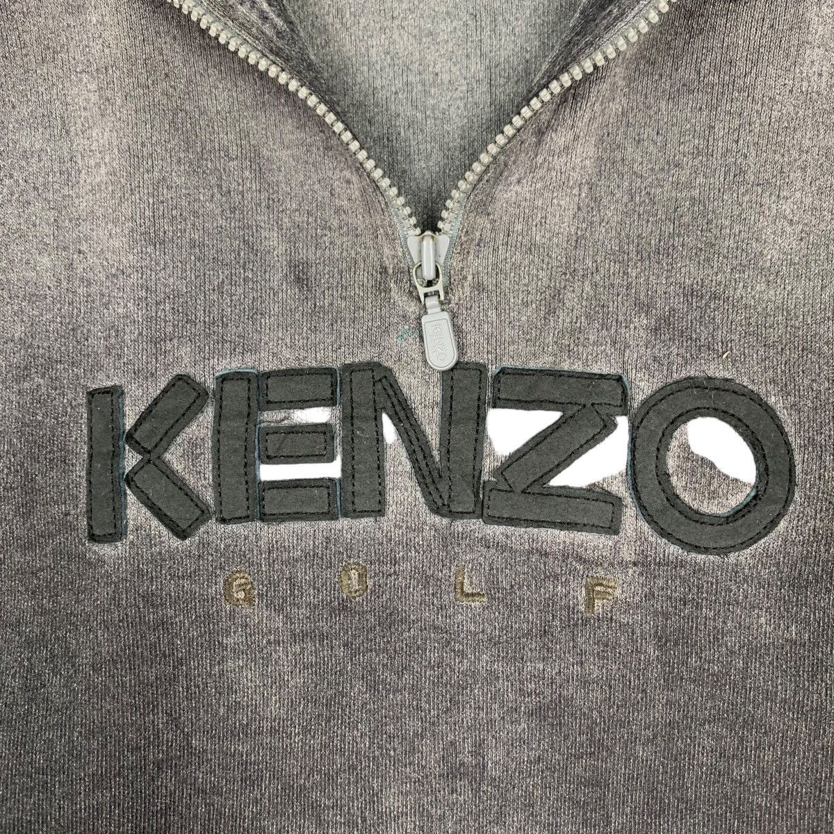 Kenzo Trashed KENZO Embroidery Big Logo Half Zip Sweater #0410-C19 Size US M / EU 48-50 / 2 - 13 Thumbnail