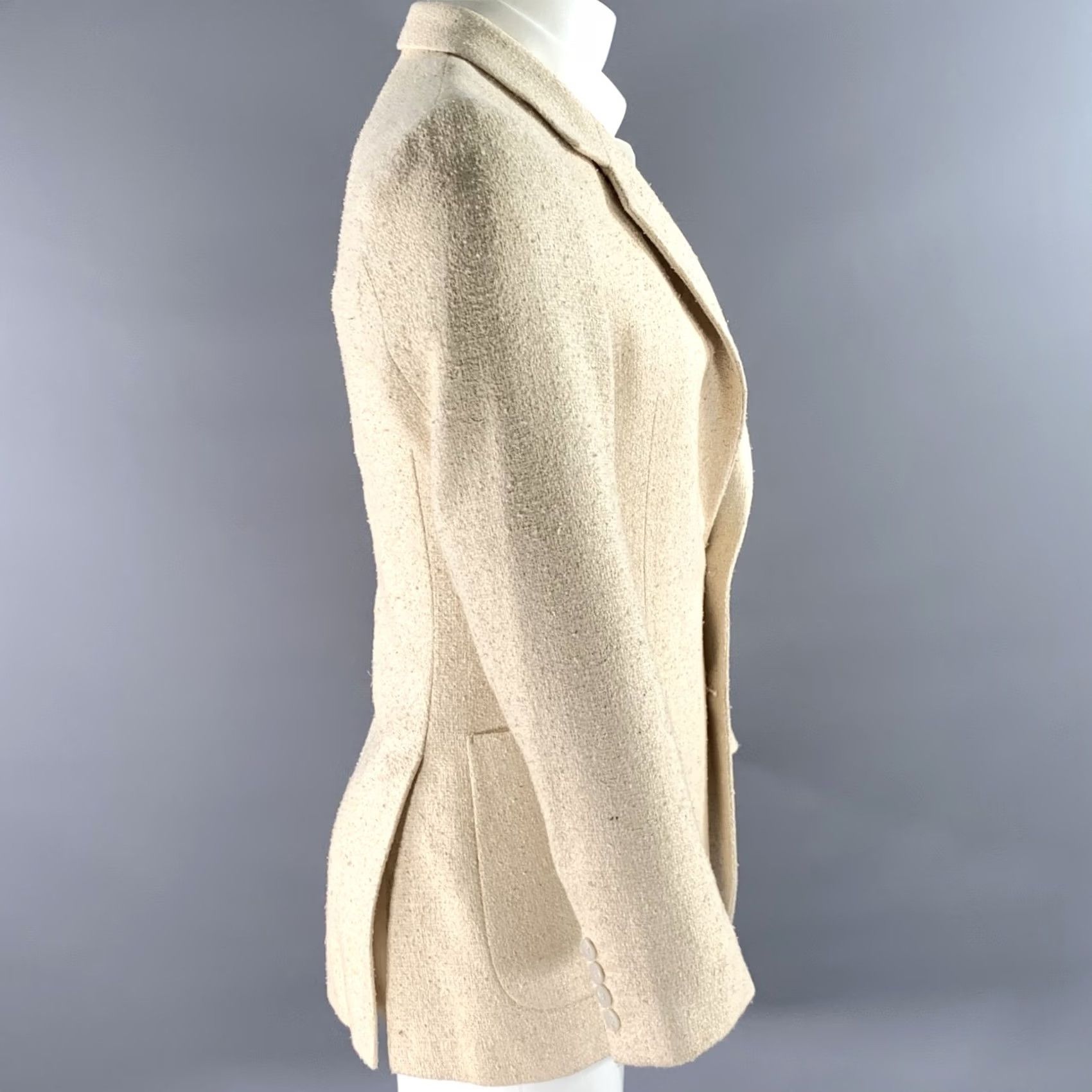 Yves Saint Laurent VINTAGE YVES SAINT LAURENT Size 38 Cream Tweed Wool Blend Sport Coat Blazer Men Size 38R - 3 Thumbnail