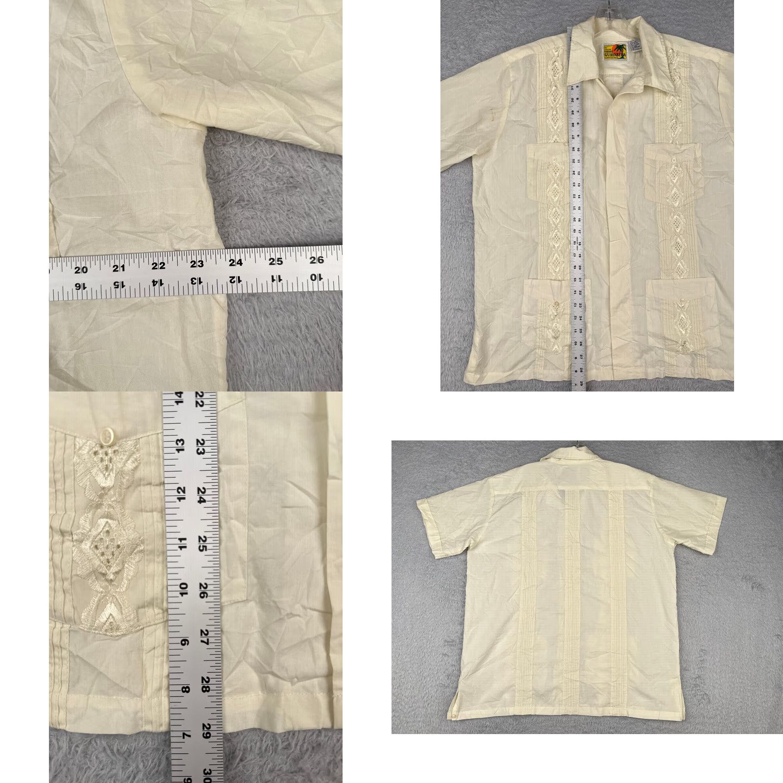 Haband The Genuine Haband Guayabera Shirt Men Large Yellow 4 Pocket Poly Blend READ Size US L / EU 52-54 / 3 - 8 Thumbnail