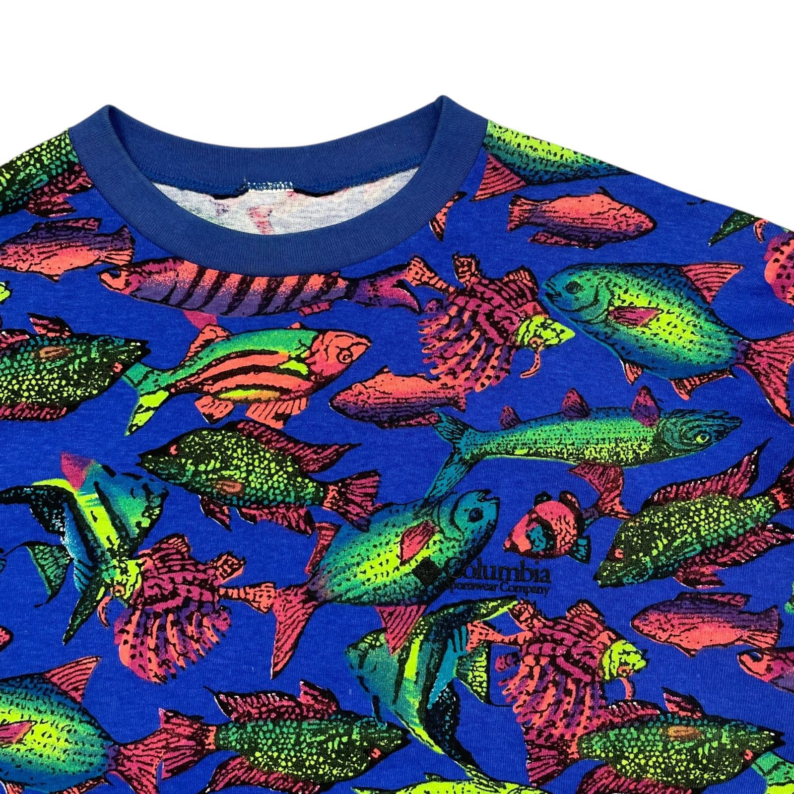 Columbia VTG 90s MULTI FISH ALL OVER PRINT AOP T-SHIRT SIZE XL Size US XL / EU 56 / 4 - 2 Thumbnail
