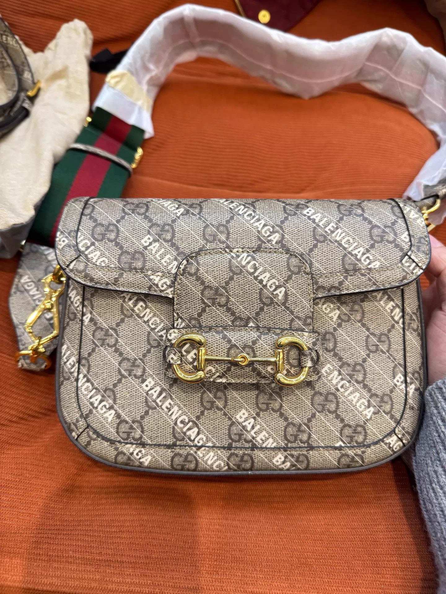 Gucci Gucci x Balenciaga Horsebit GG canvas mini crossbody ebony Size ONE SIZE - 2 Thumbnail