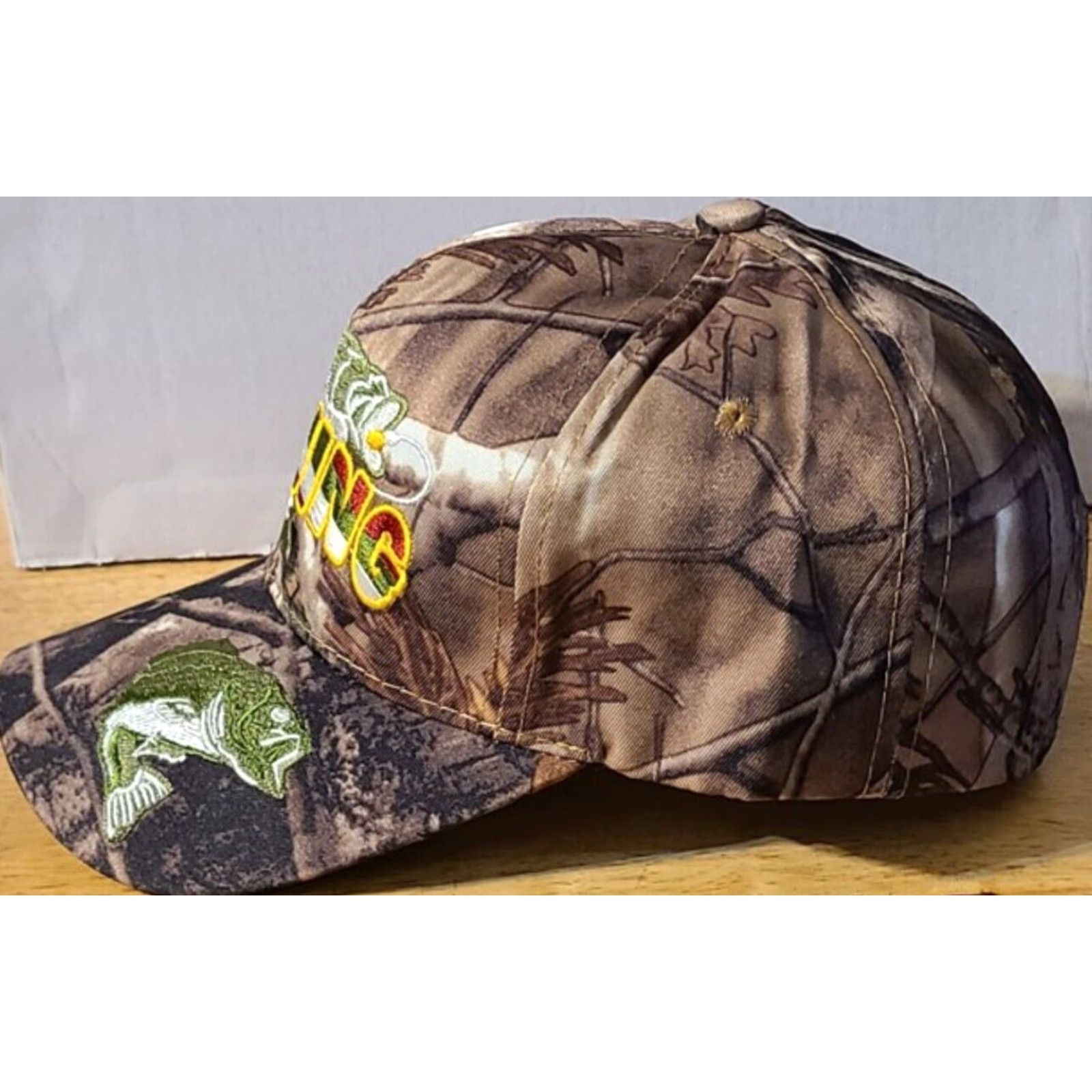 Vintage FISHING FISH HOOK FISHERMAN OUTDOOR BASEBALL CAP CAMOUFLAGE Size ONE SIZE - 2 Thumbnail