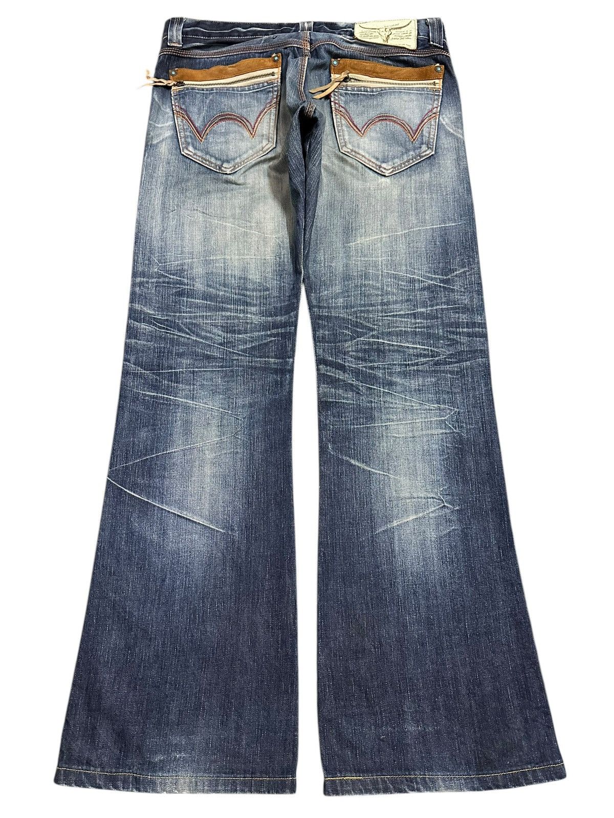 Edwin Vintage Edwin Blue Trip Faded Wash Distressed Bootcut Jeans Size US 34 / EU 50 - 2 Thumbnail