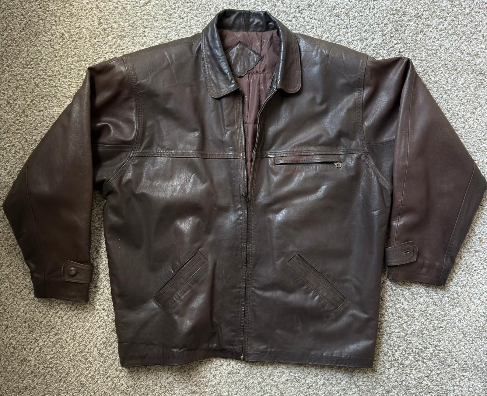 Other VINTAGE BOSS LEATHERS Men's XL Brown Leather Jacket Size US XL / EU 56 / 4 - 1 Thumbnail