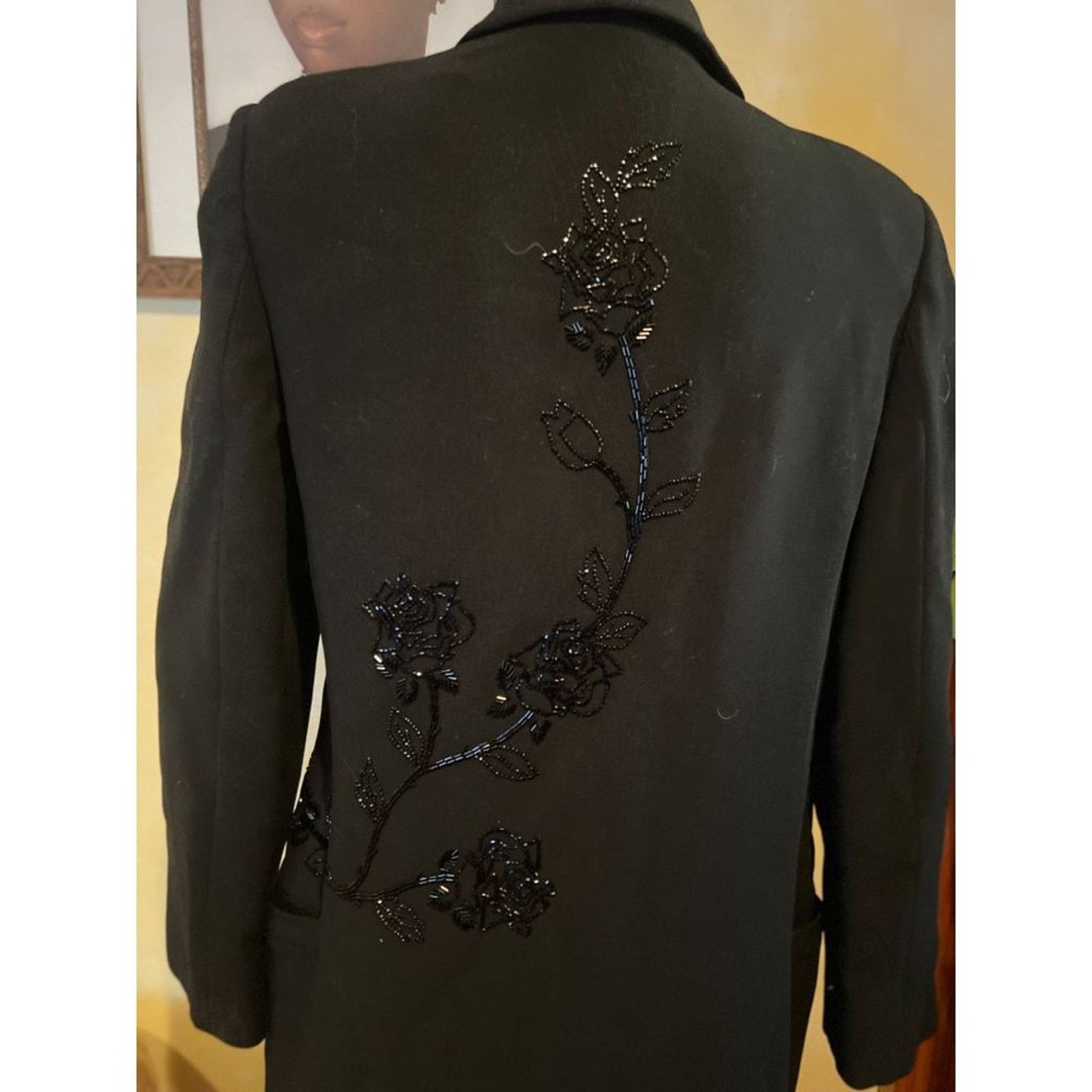 Versace Ladies 40 Italy Gianni Versace Couture Black Beaded Jacket Size L / US 10 / IT 46 - 4 Thumbnail