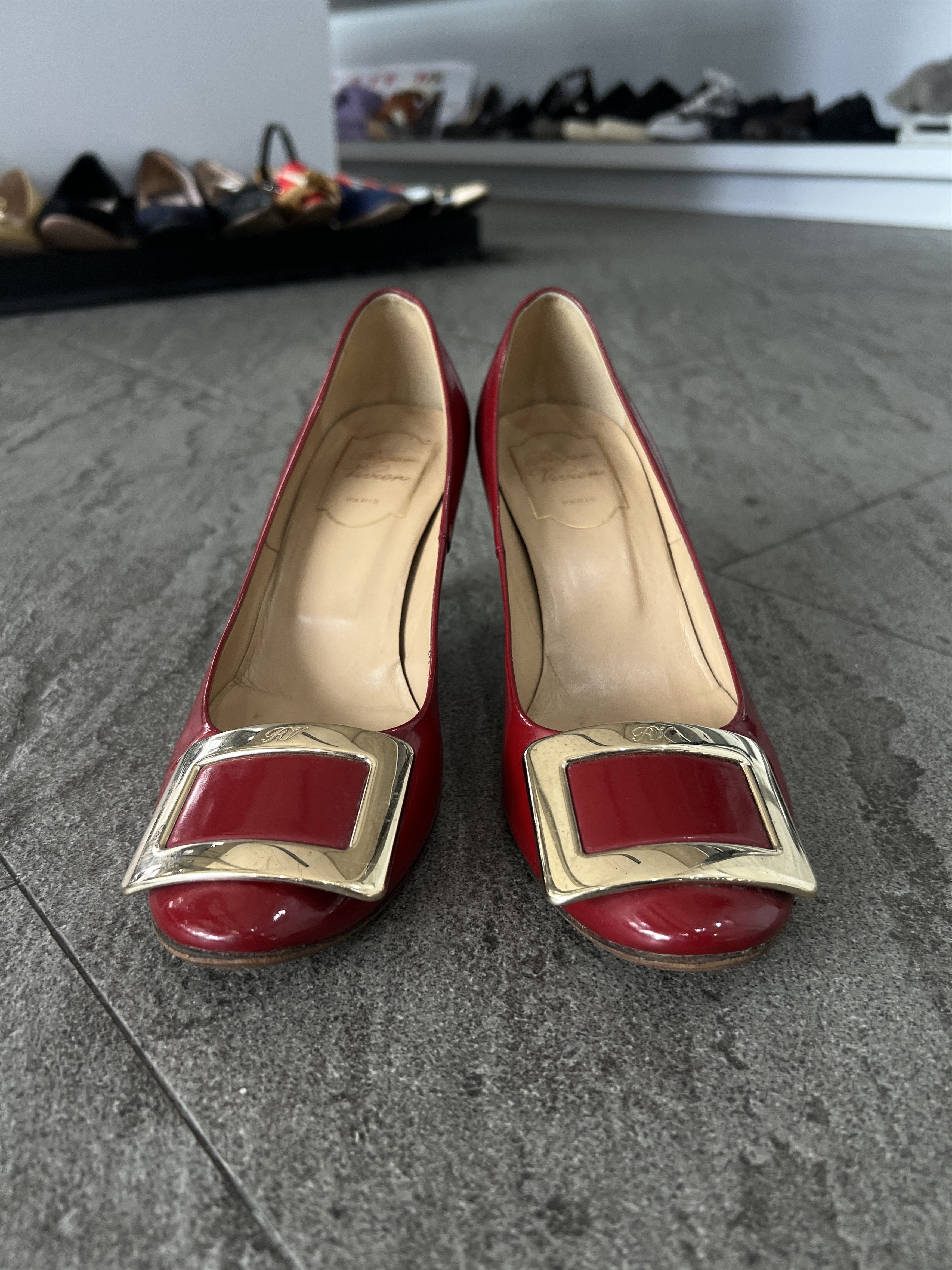 Roger Vivier Roger Vivier Red Patent Buckle Heels Pumps 36.5 Size US 6.5 / IT 36.5 - 9 Thumbnail