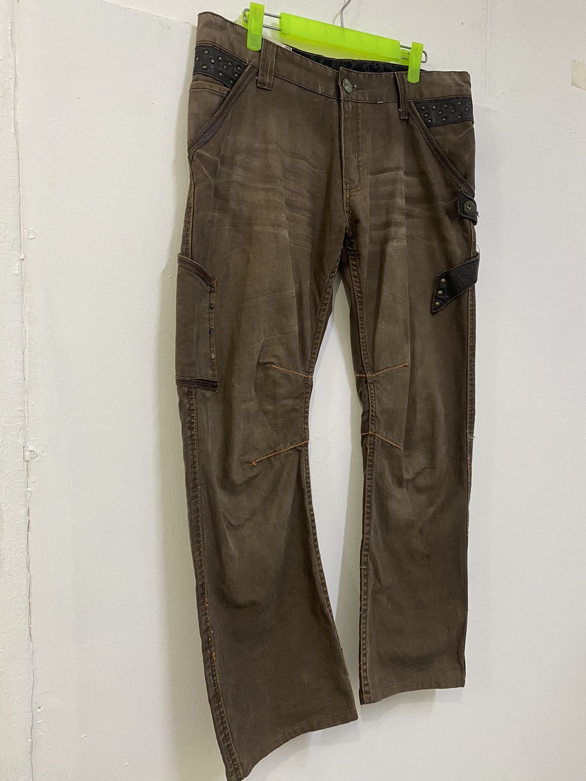 Japanese Brand 💥PUNK GOTH EMO DESIGN GOA TWENTH WORK BONDAGE FLARE JEANS Size US 36 / EU 52 - 2 Thumbnail